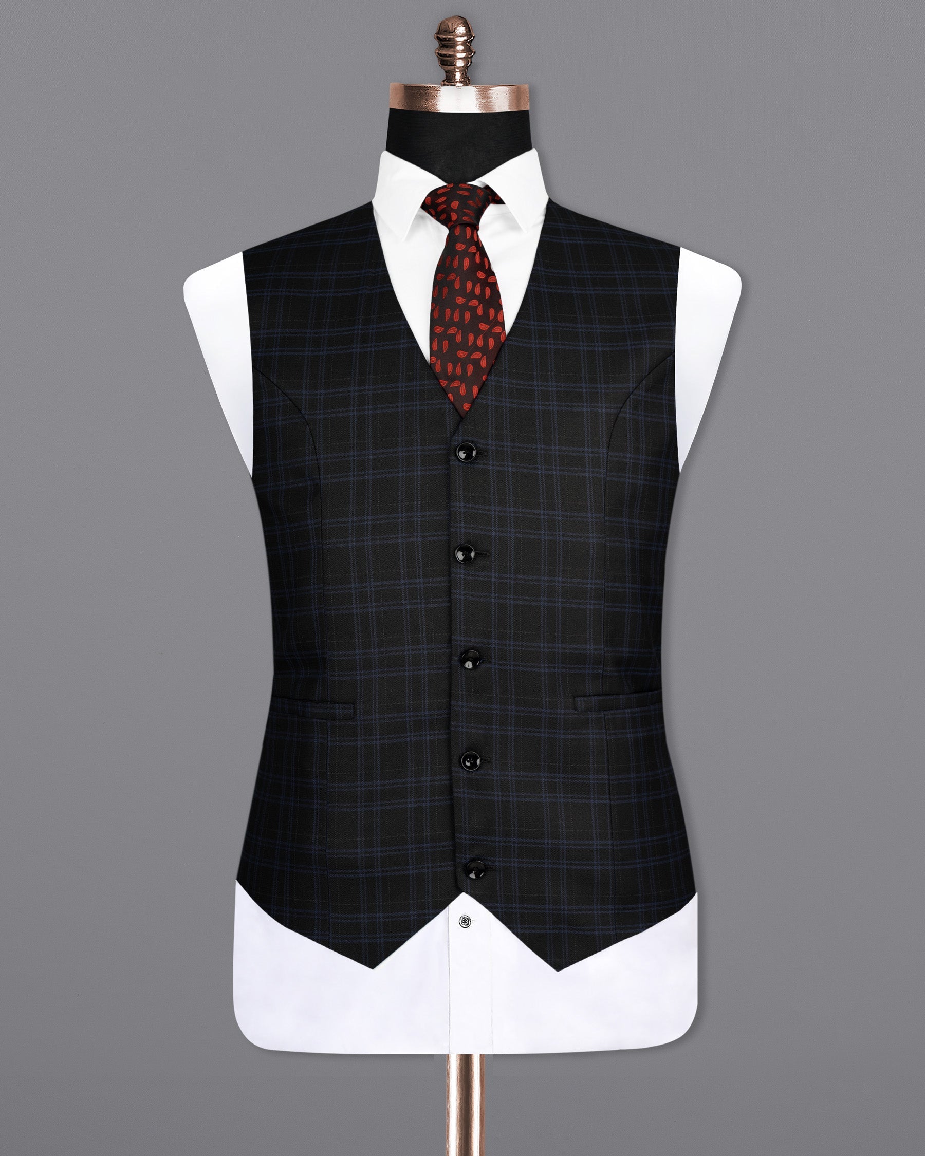 Jet Black and Valhalla Violet Plaid Woolrich Waistcoat V1556-36, V1556-38, V1556-40, V1556-42, V1556-44, V1556-46, V1556-48, V1556-50, V1556-52, V1556-54, V1556-56, V1556-58, V1556-60