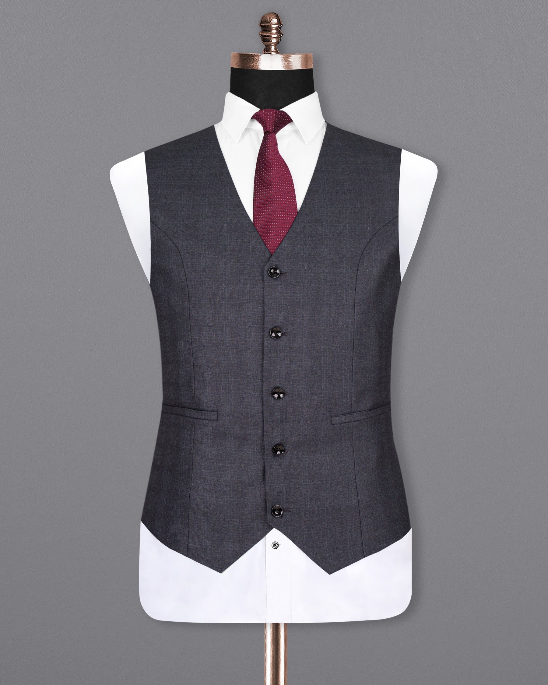 Gravel Grey Subtle Plaid Wool Rich Waistcoat V1567-36, V1567-38, V1567-40, V1567-42, V1567-44, V1567-46, V1567-48, V1567-50, V1567-52, V1567-54, V1567-56, V1567-58, V1567-60