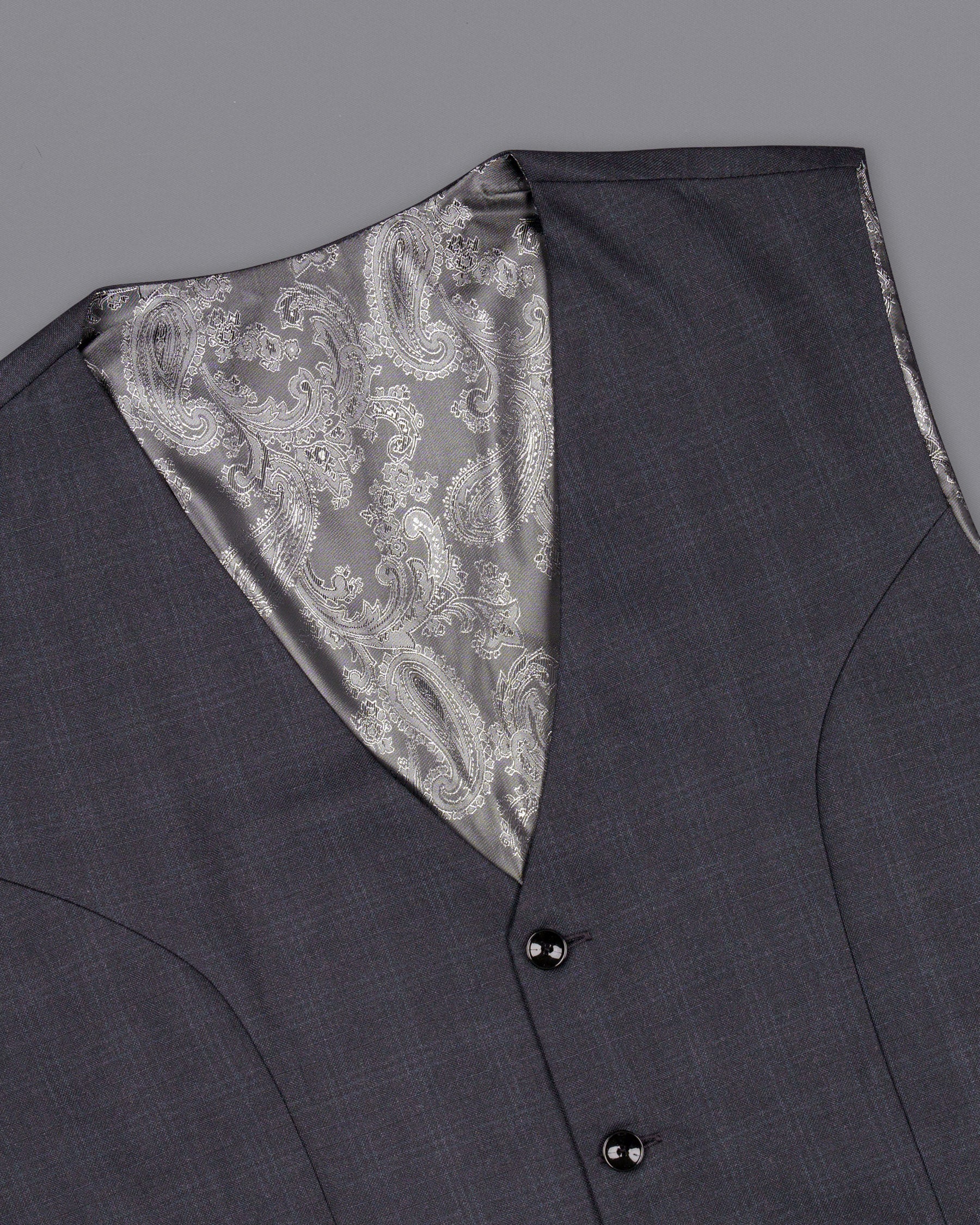 Gravel Grey Subtle Plaid Wool Rich Waistcoat V1567-36, V1567-38, V1567-40, V1567-42, V1567-44, V1567-46, V1567-48, V1567-50, V1567-52, V1567-54, V1567-56, V1567-58, V1567-60