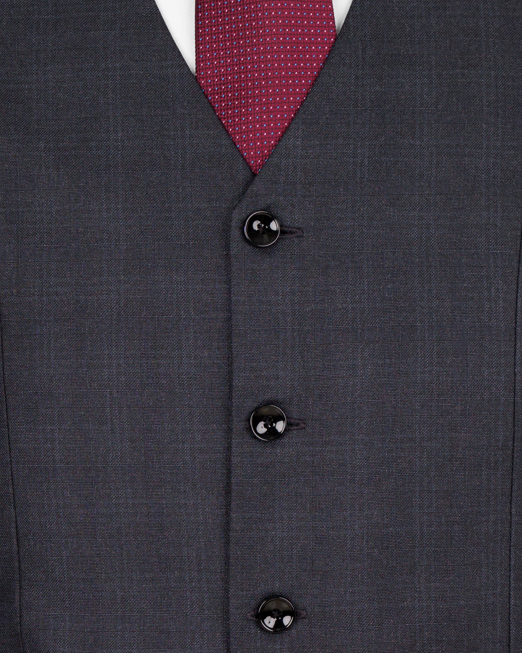 Gravel Grey Subtle Plaid Wool Rich Waistcoat V1567-36, V1567-38, V1567-40, V1567-42, V1567-44, V1567-46, V1567-48, V1567-50, V1567-52, V1567-54, V1567-56, V1567-58, V1567-60