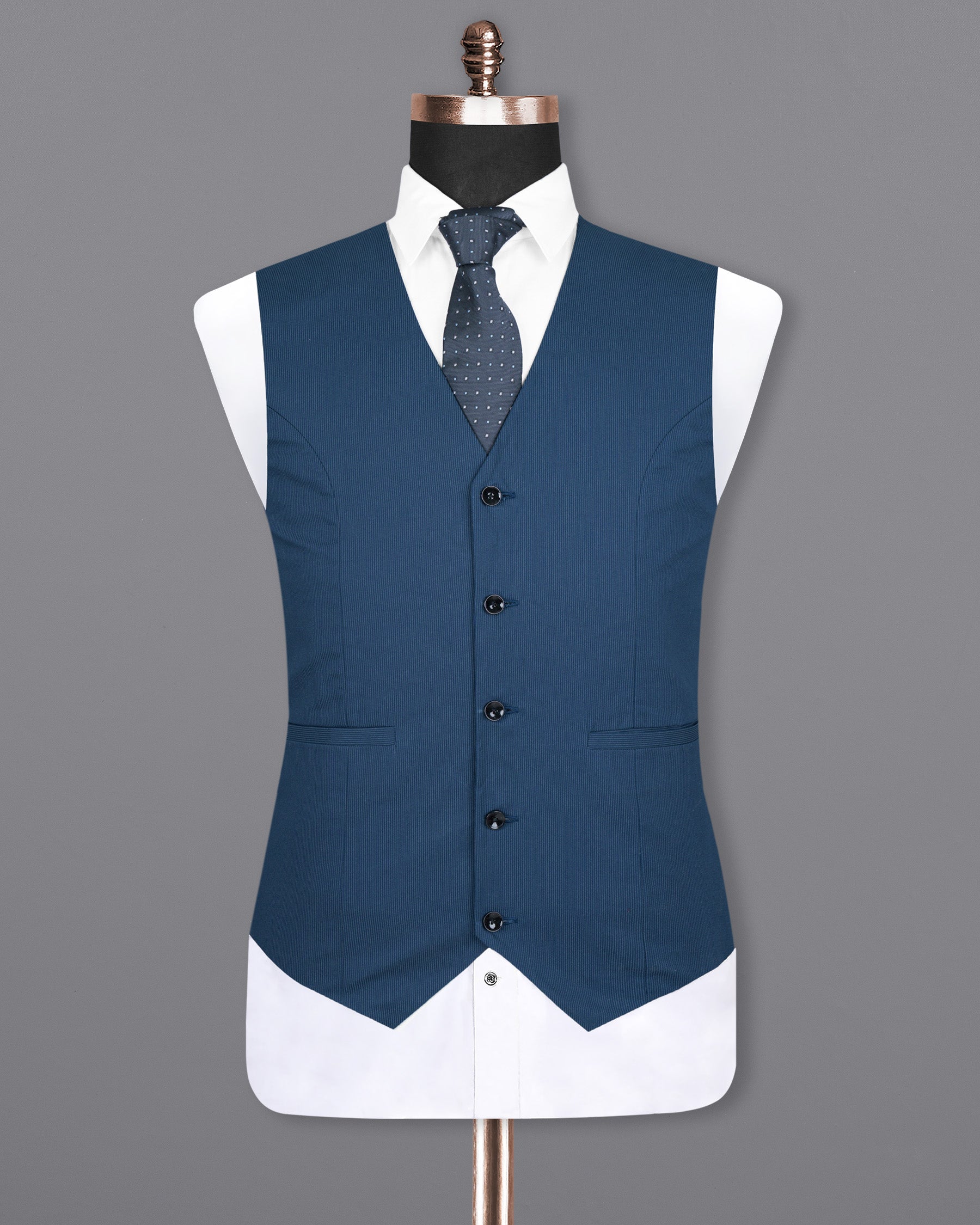 San Juan Blue Subtle Striped Premium Cotton Sports Waistcoat V1569-36, V1569-38, V1569-40, V1569-42, V1569-44, V1569-46, V1569-48, V1569-50, V1569-52, V1569-54, V1569-56, V1569-58, V1569-60