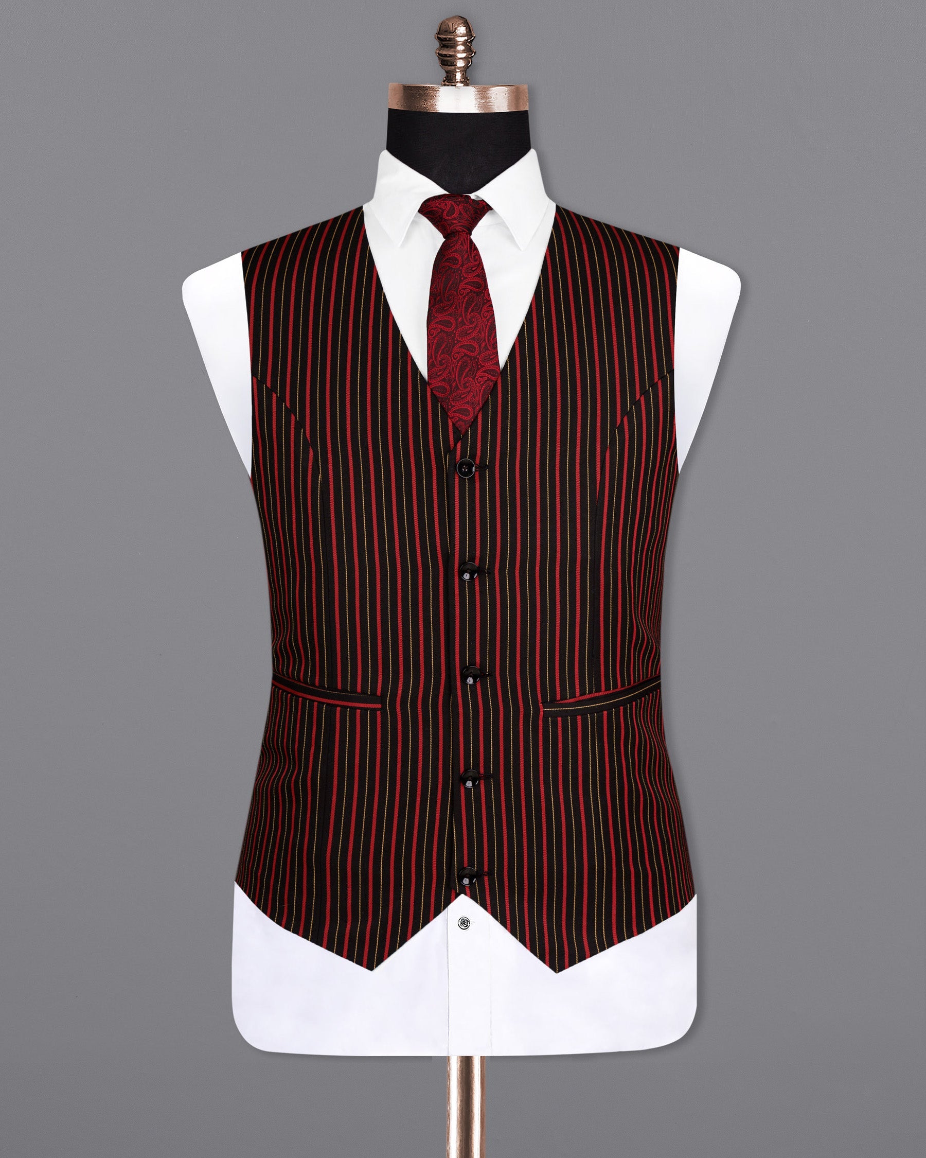 Jade Black Striped Wool Rich Waistcoat V1584-36, V1584-38, V1584-40, V1584-42, V1584-44, V1584-46, V1584-48, V1584-50, V1584-52, V1584-54, V1584-56, V1584-58, V1584-60