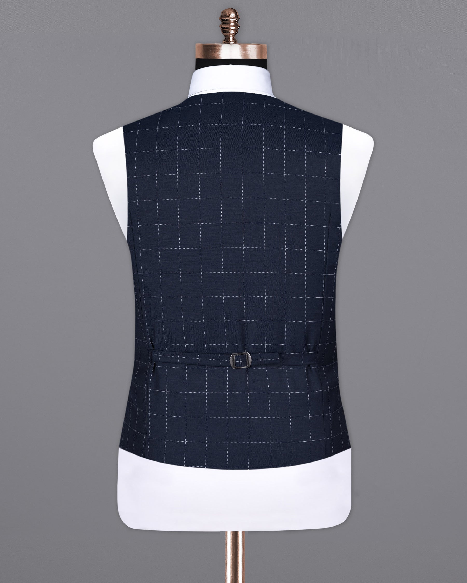 Shark Blue windowpane Wool Rich Waistcoat V1594-36, V1594-38, V1594-40, V1594-42, V1594-44, V1594-46, V1594-48, V1594-50, V1594-52, V1594-54, V1594-56, V1594-58, V1594-60