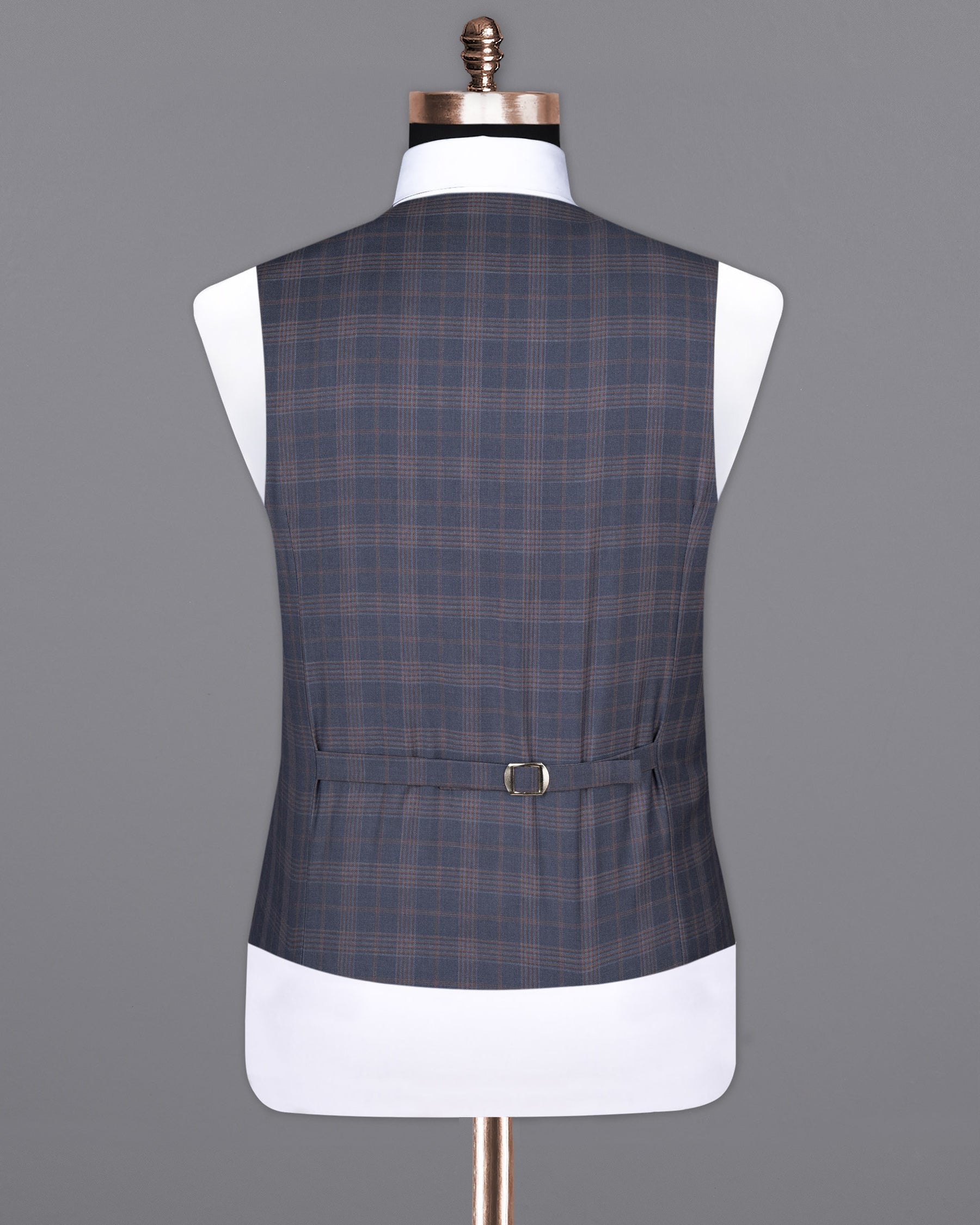 Trout Gray Super fine Checkered Wool Rich Waistcoat V1613-36, V1613-38, V1613-40, V1613-42, V1613-44, V1613-46, V1613-48, V1613-50, V1613-52, V1613-54, V1613-56, V1613-58, V1613-60