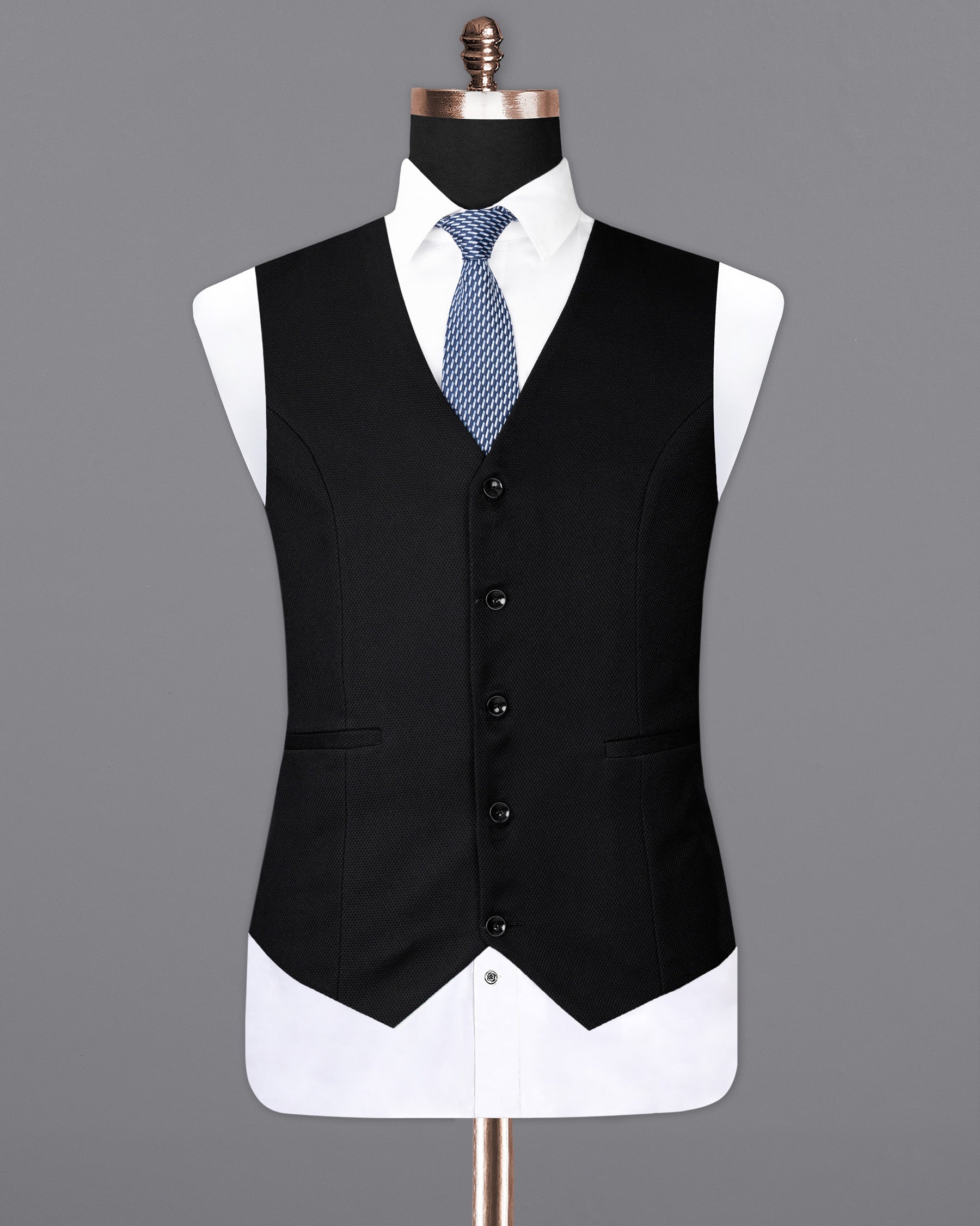 Jet Black Micro Textured Sports Waistcoat V1669-36, V1669-38, V1669-40, V1669-42, V1669-44, V1669-46, V1669-48, V1669-50, V1669-52, V1669-54, V1669-56, V1669-58, V1669-60