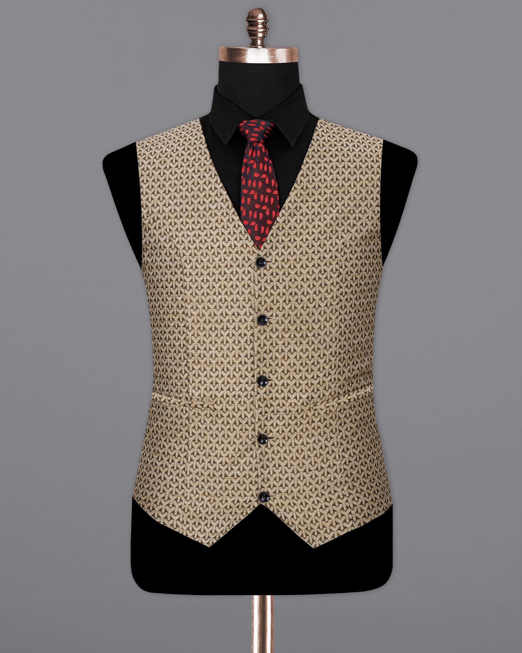 Shingle Fawn Brown and Sapling Beige Textured Waistcoat V1675-36, V1675-38, V1675-40, V1675-42, V1675-44, V1675-46, V1675-48, V1675-50, V1675-52, V1675-54, V1675-56, V1675-58, V1675-60