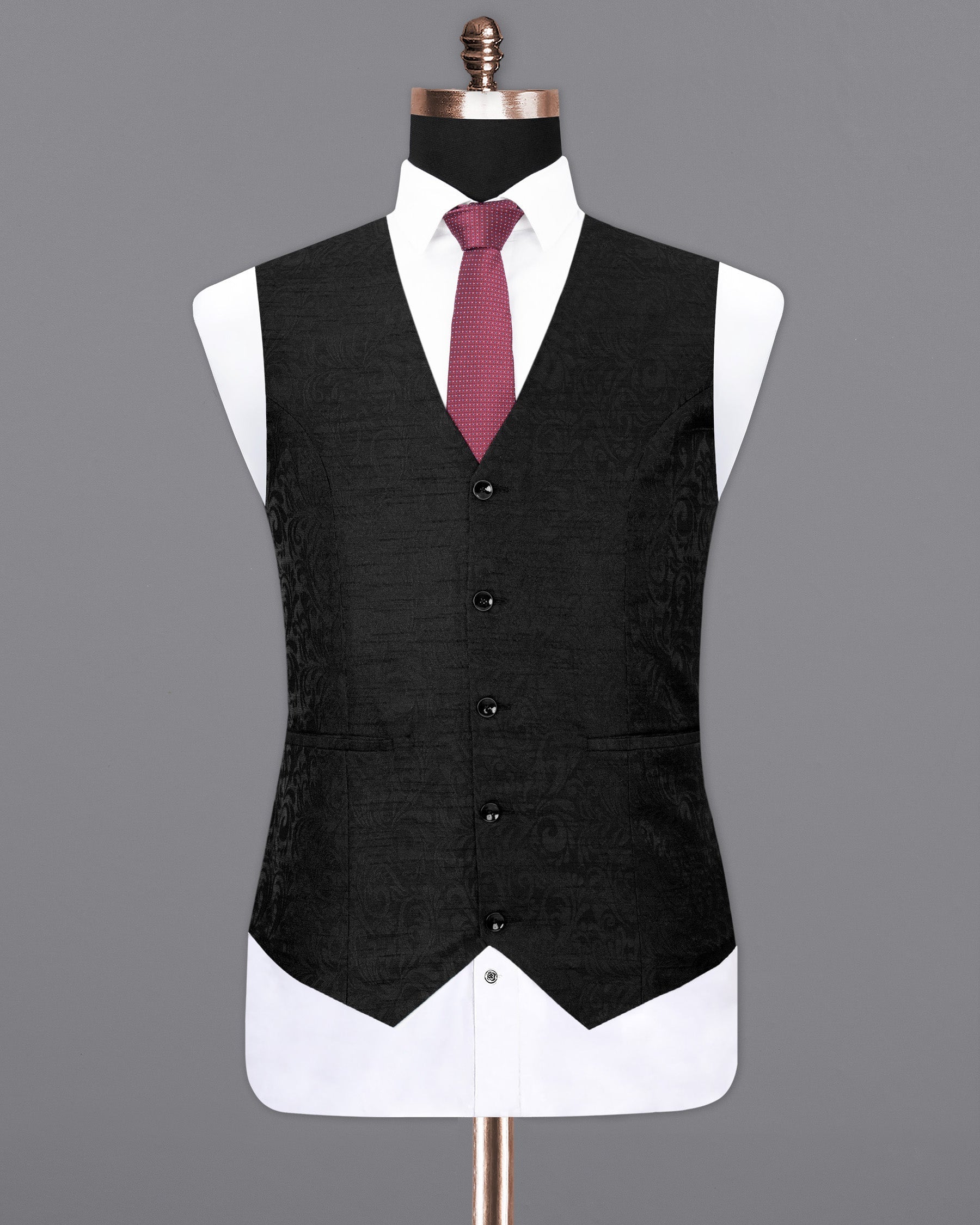 Jet Black Subtle velvet Jacquard Textured Waistcoat V1676-36, V1676-38, V1676-40, V1676-42, V1676-44, V1676-46, V1676-48, V1676-50, V1676-52, V1676-54, V1676-56, V1676-58, V1676-60