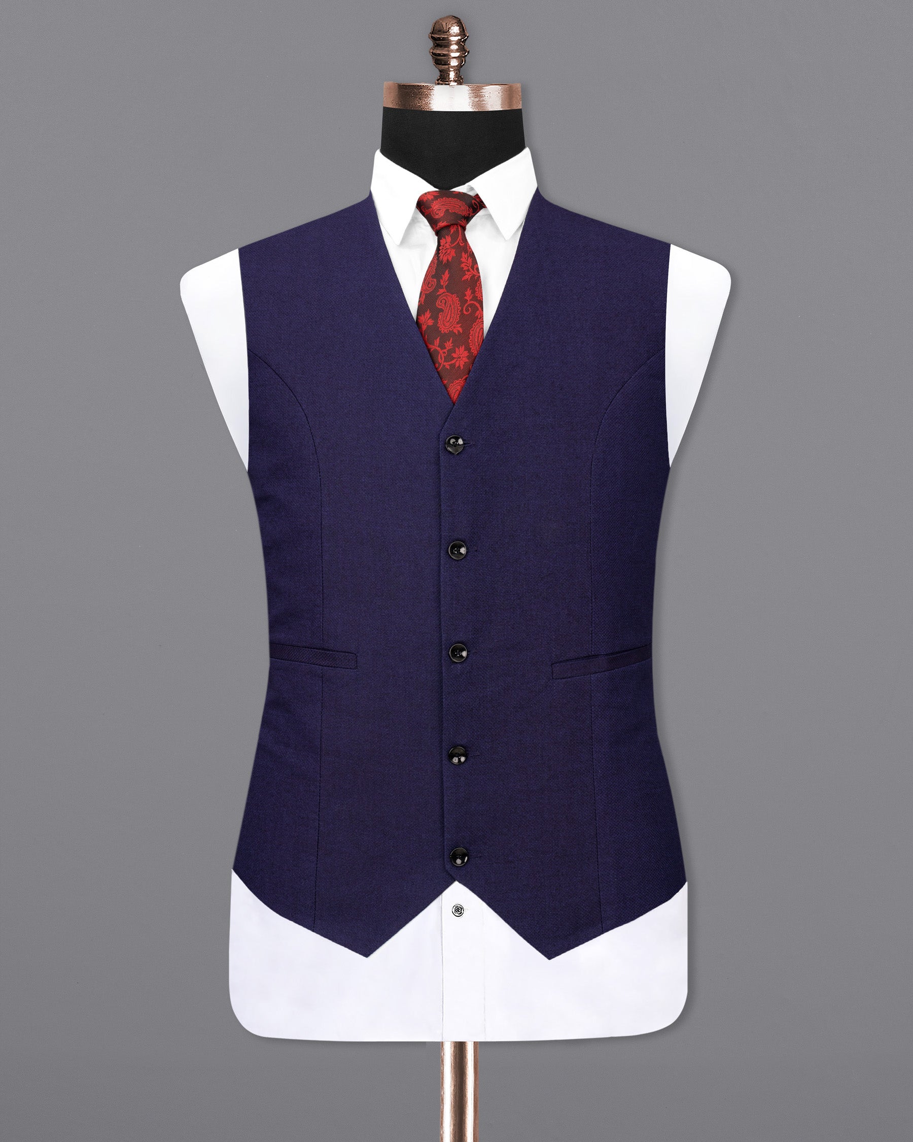 Gunmetal Blue Premium Cotton Waistcoat