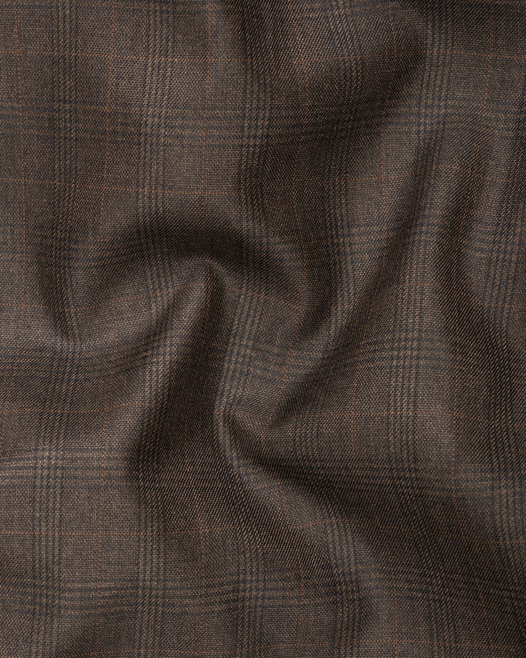 Wenge Brown Subtle Plaid Waistcoat