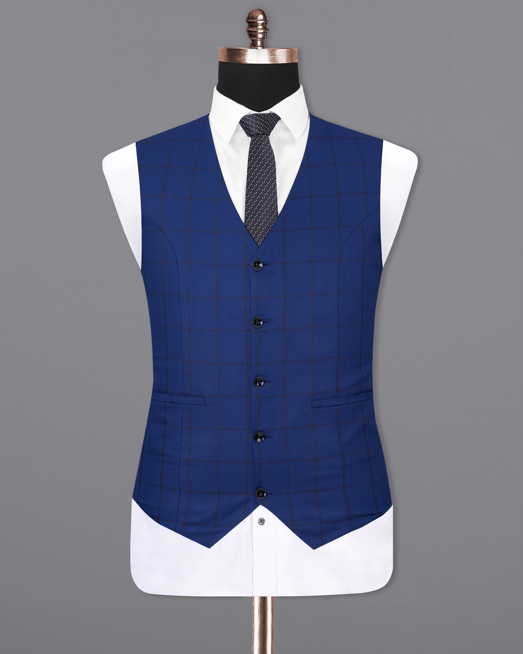 Deep Sapphire Windowpane Waistcoat