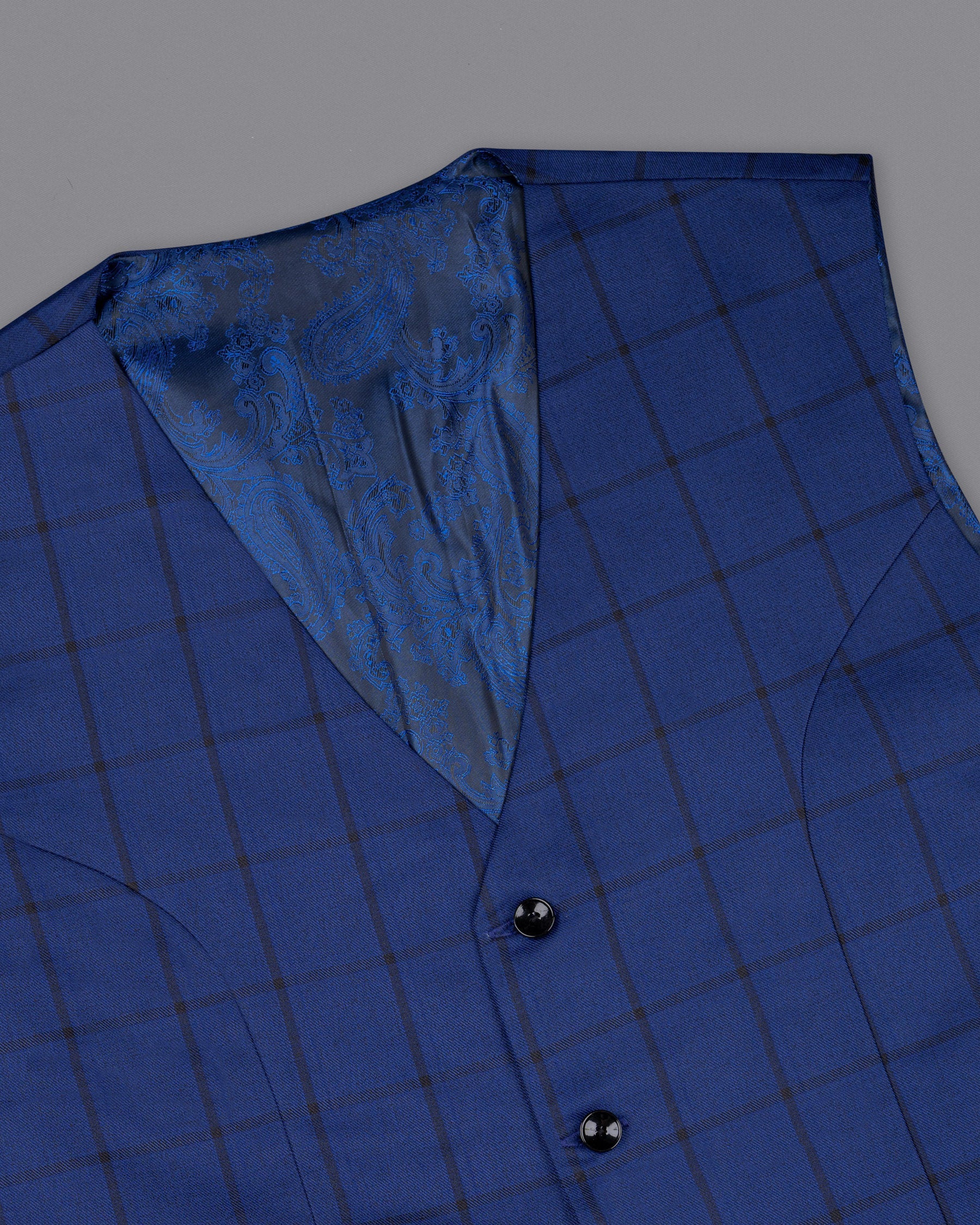 Deep Sapphire Windowpane Waistcoat