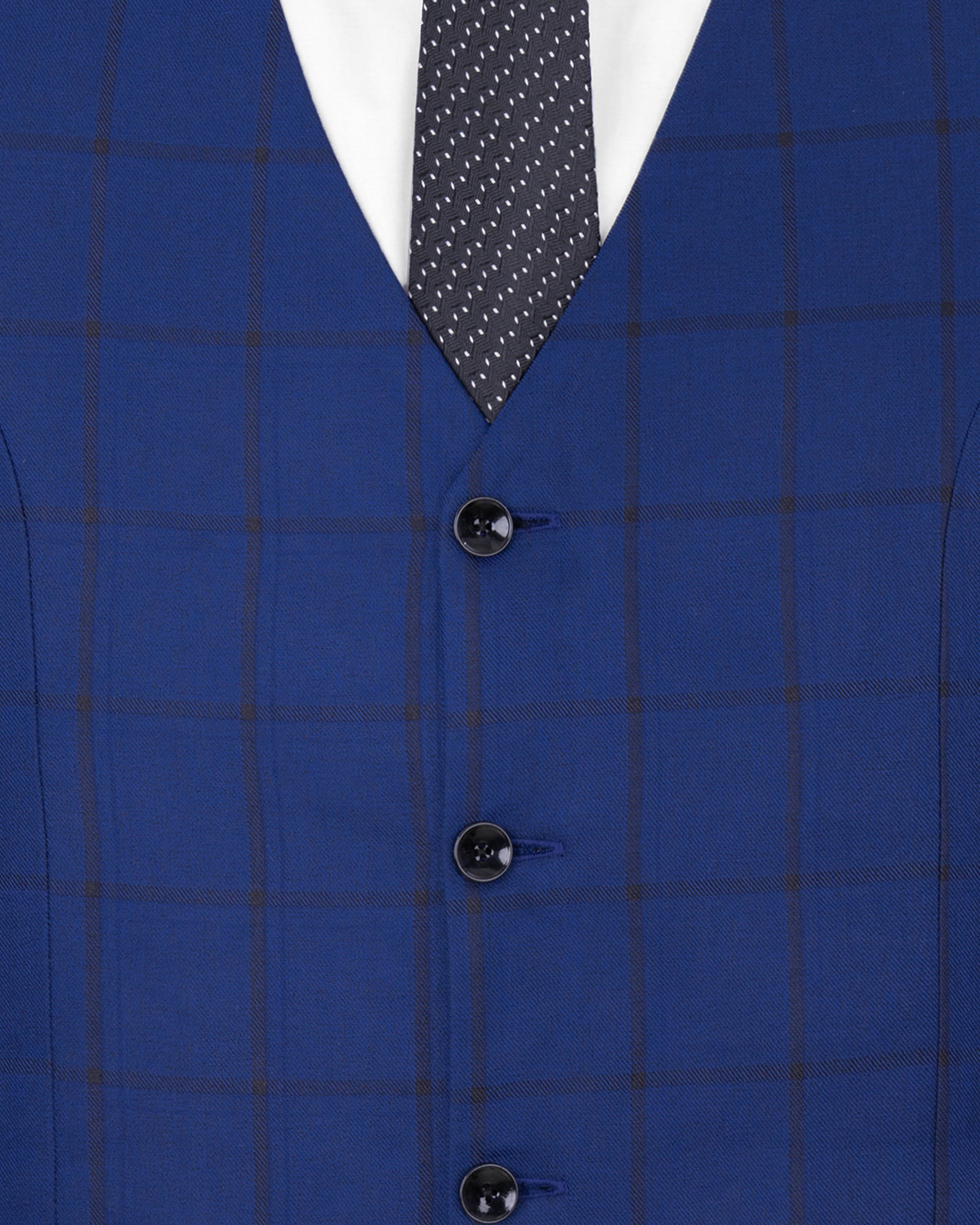 Deep Sapphire Windowpane Waistcoat