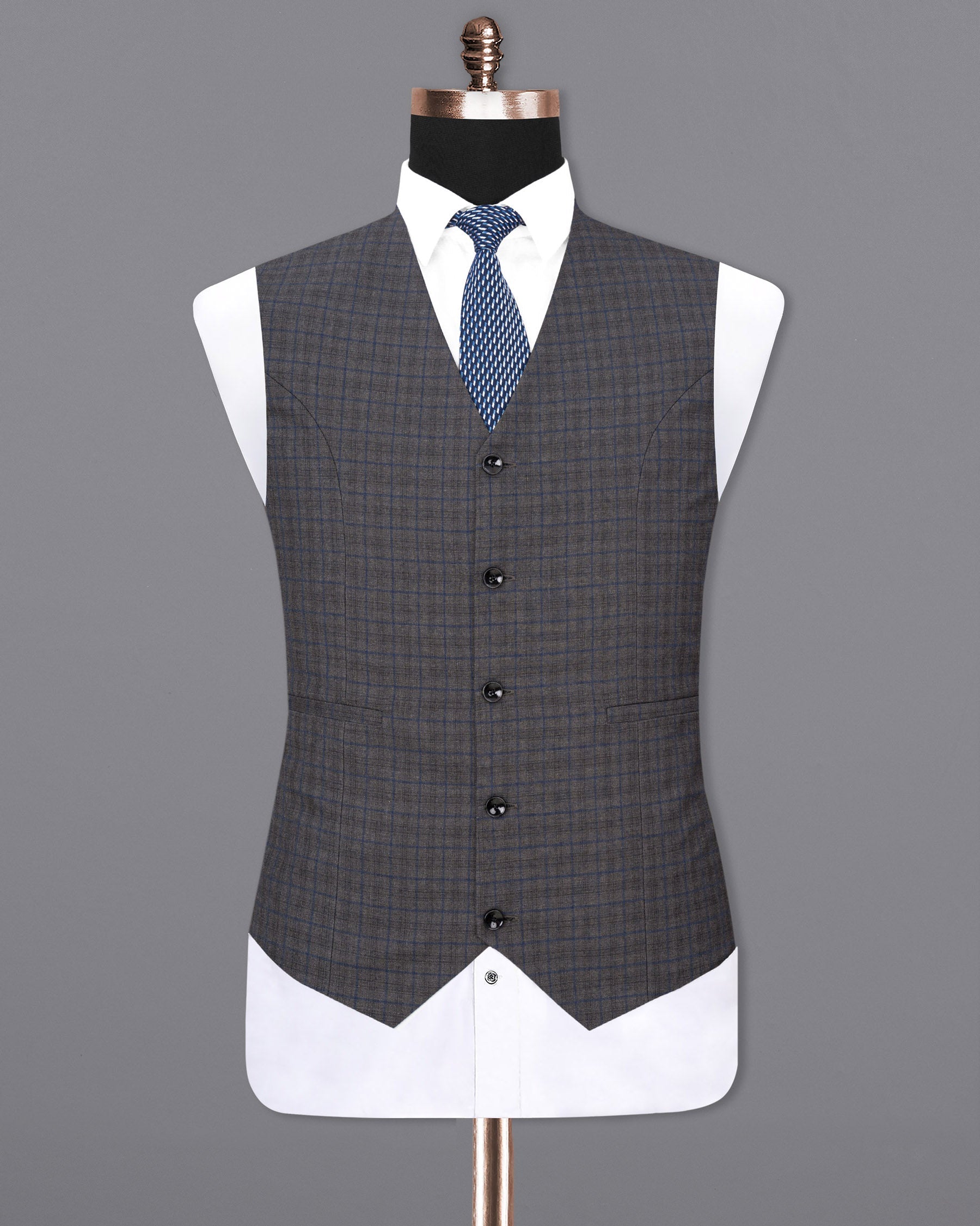 Tundora Gray Plaid Waistcoat