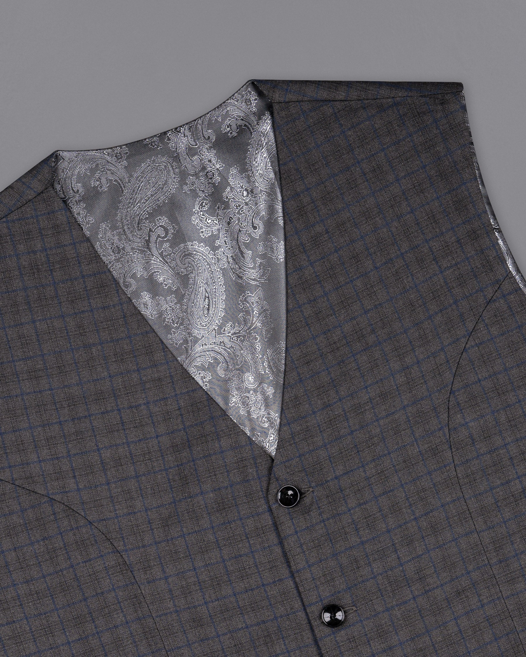 Tundora Gray Plaid Waistcoat