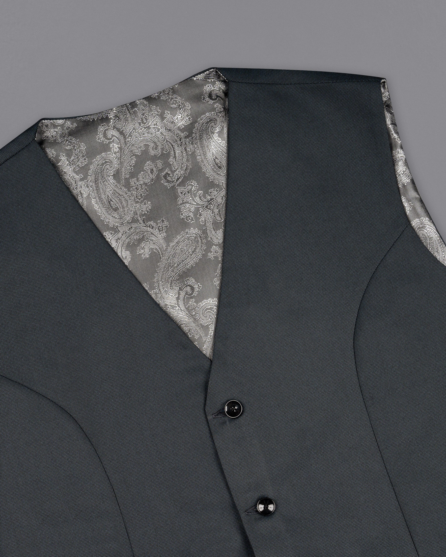 Outer Space Gray Textured Waistcoat