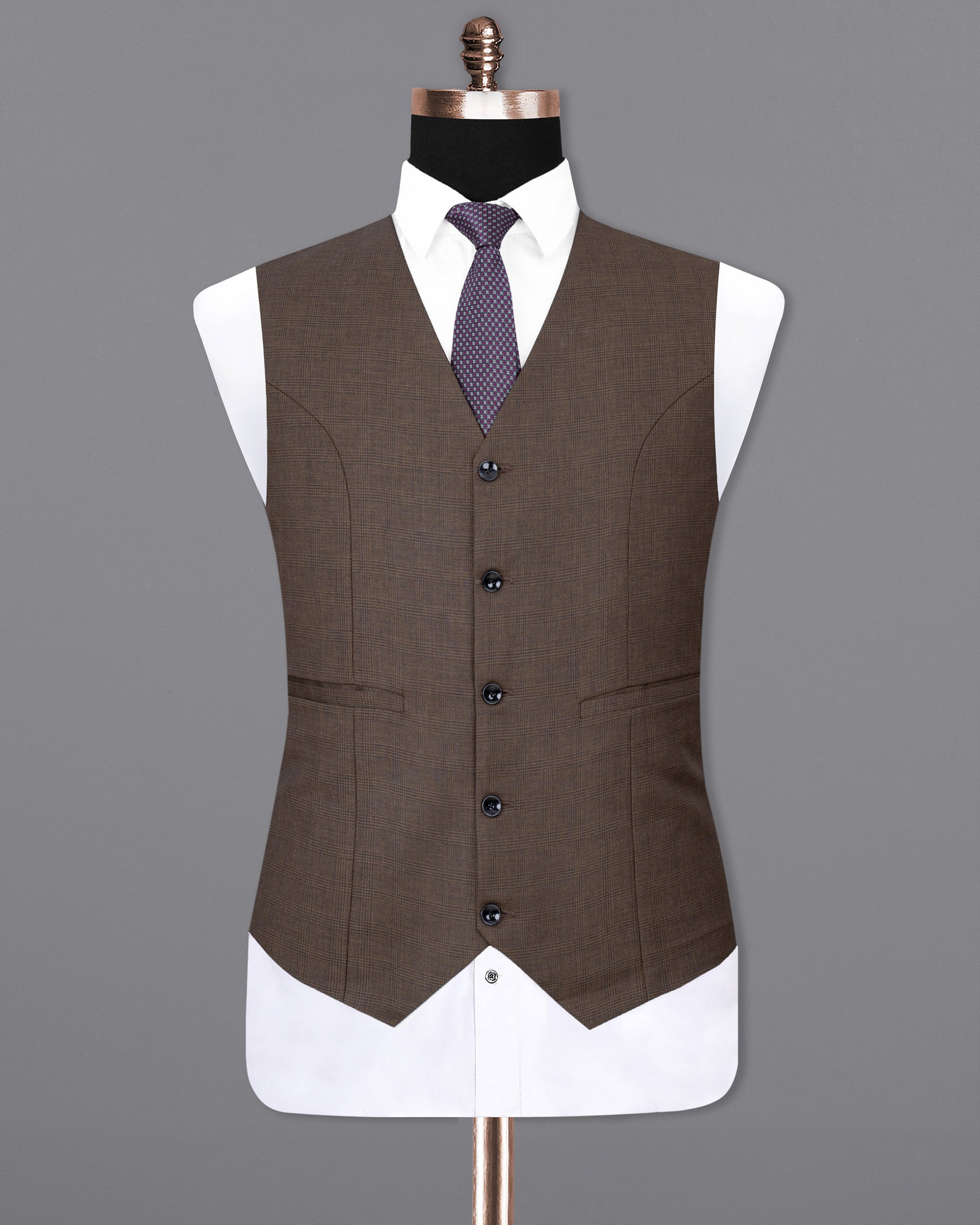 Irish Coffee Brown Plaid Waistcoat