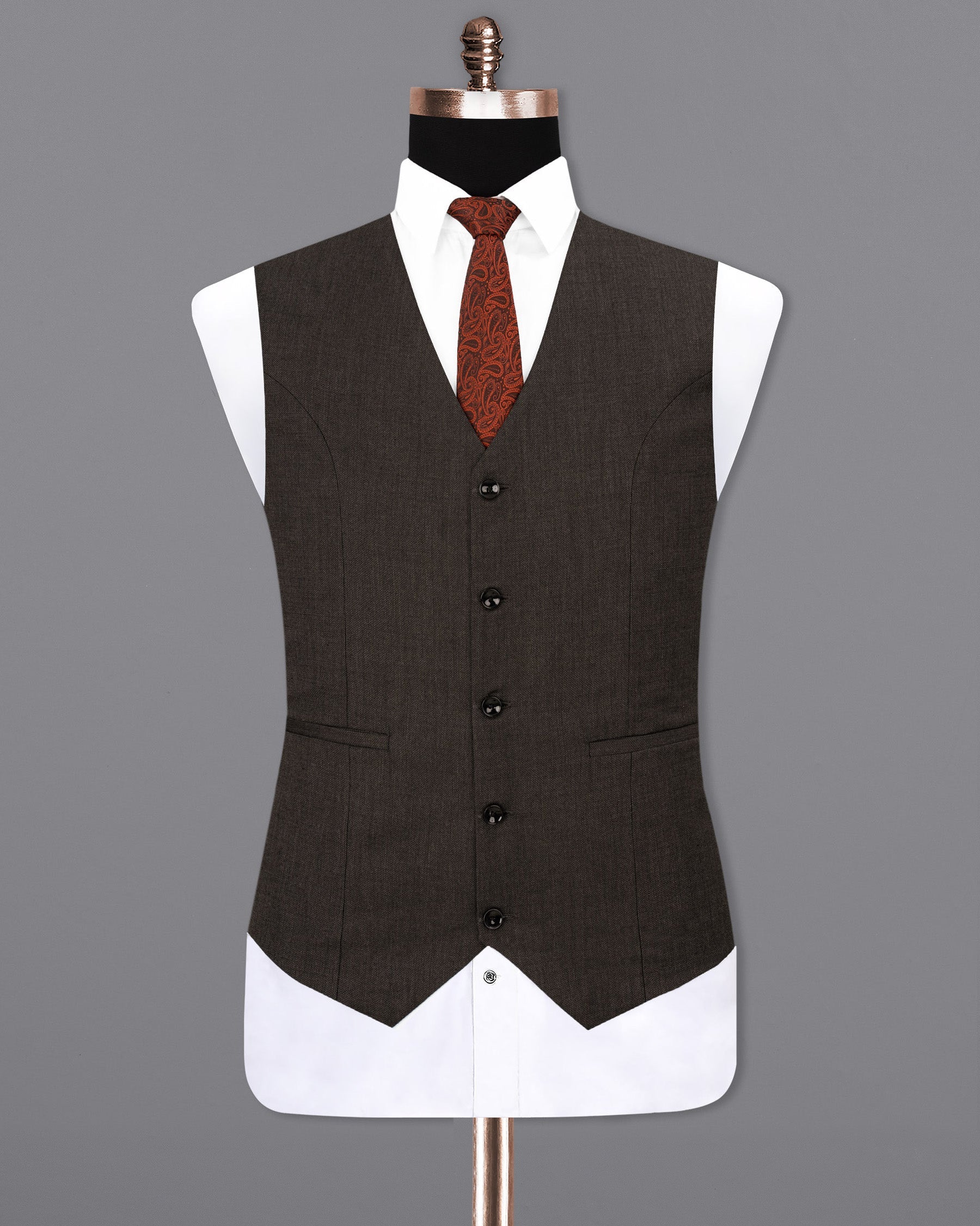 Iridium Brown Solid Waistcoat