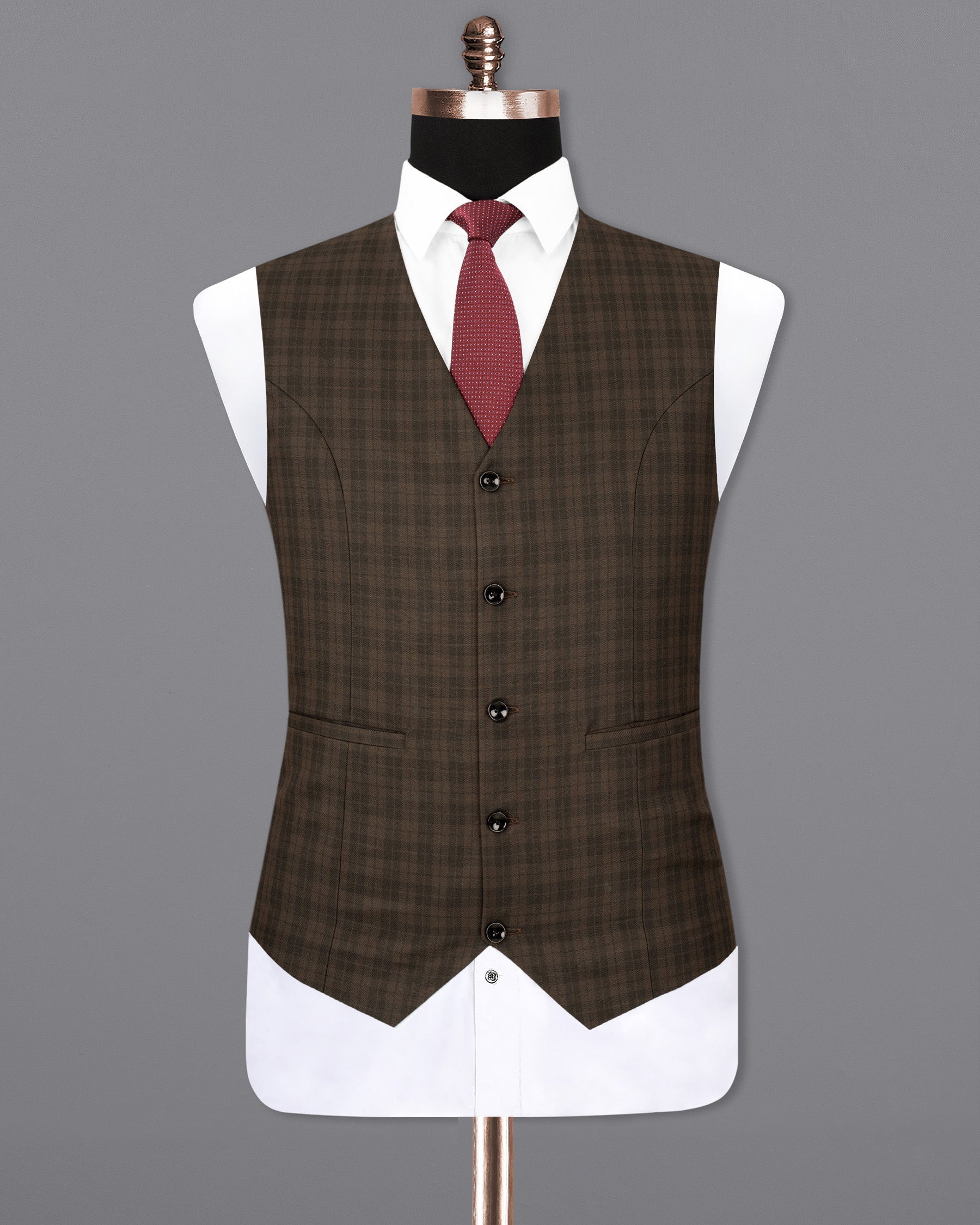 Armadillo Brown Plaid Waistcoat V1755-36, V1755-38, V1755-40, V1755-42, V1755-44, V1755-46, V1755-48, V1755-50, V1755-52, V1755-54, V1755-56, V1755-58, V1755-60