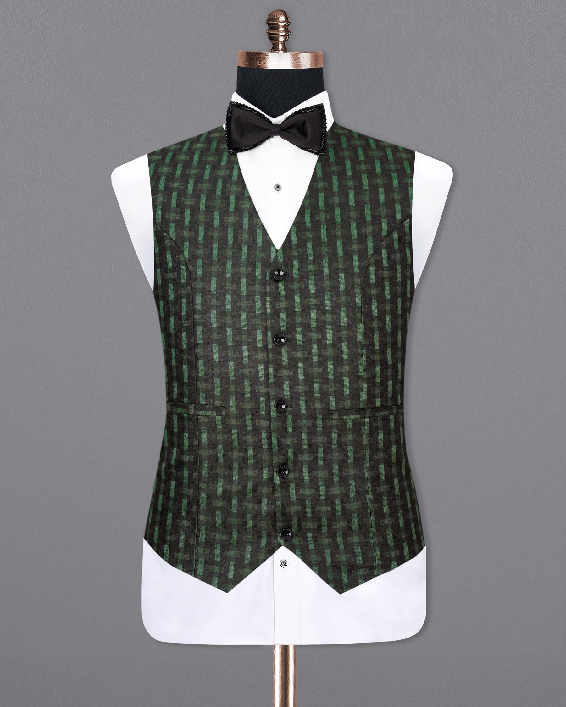 Woodland Green and Jade Black Waistcoat V1780-36, V1780-38, V1780-40, V1780-42, V1780-44, V1780-46, V1780-48, V1780-50, V1780-52, V1780-54, V1780-56, V1780-58, V1780-60