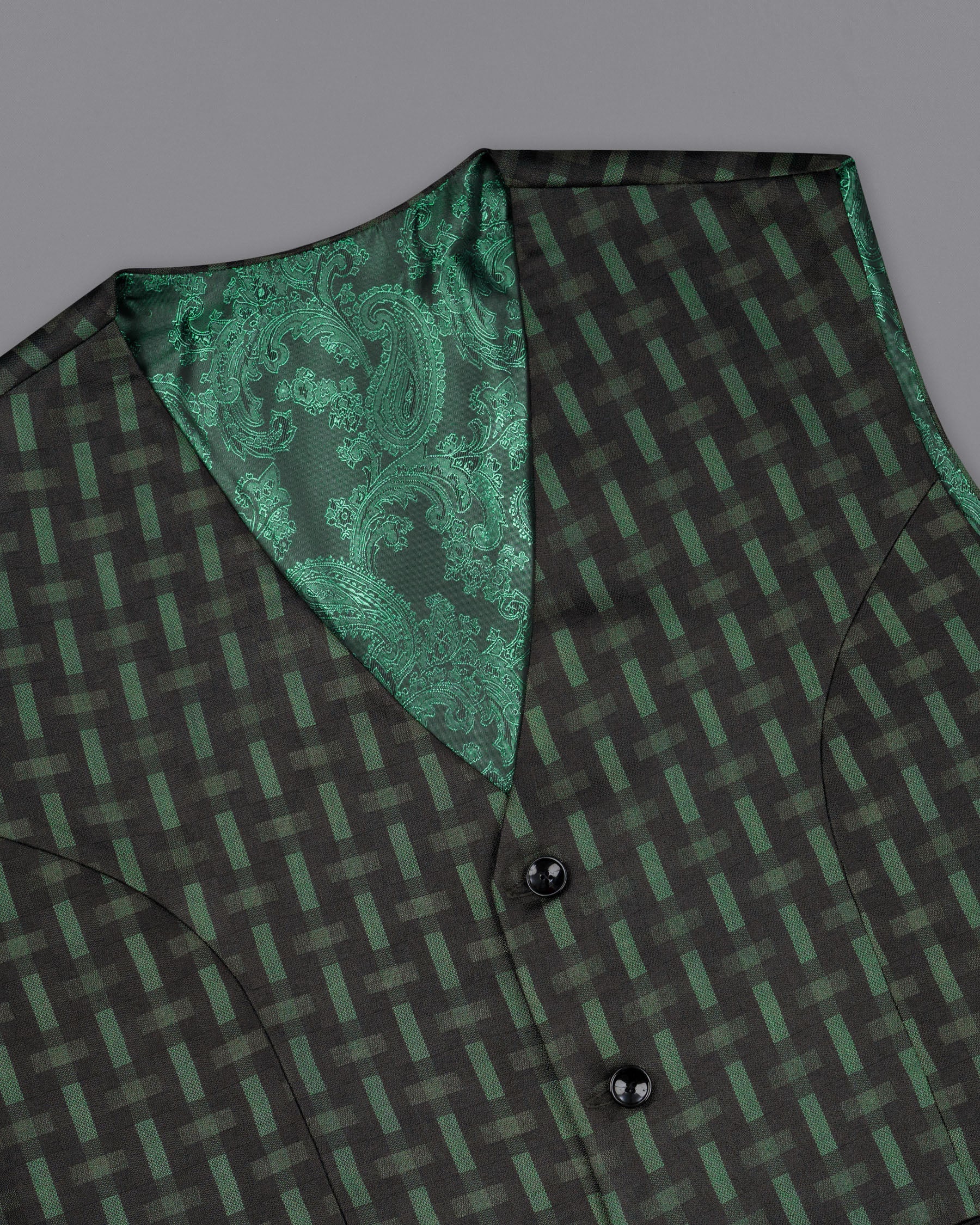 Woodland Green and Jade Black Waistcoat V1780-36, V1780-38, V1780-40, V1780-42, V1780-44, V1780-46, V1780-48, V1780-50, V1780-52, V1780-54, V1780-56, V1780-58, V1780-60