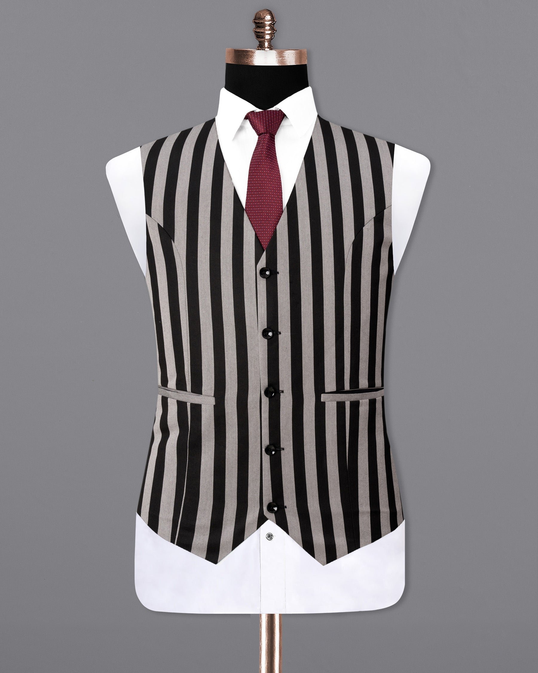 Nobel Grey with Black Striped Waistcoat V1781-36, V1781-38, V1781-40, V1781-42, V1781-44, V1781-46, V1781-48, V1781-50, V1781-52, V1781-54, V1781-56, V1781-58, V1781-60