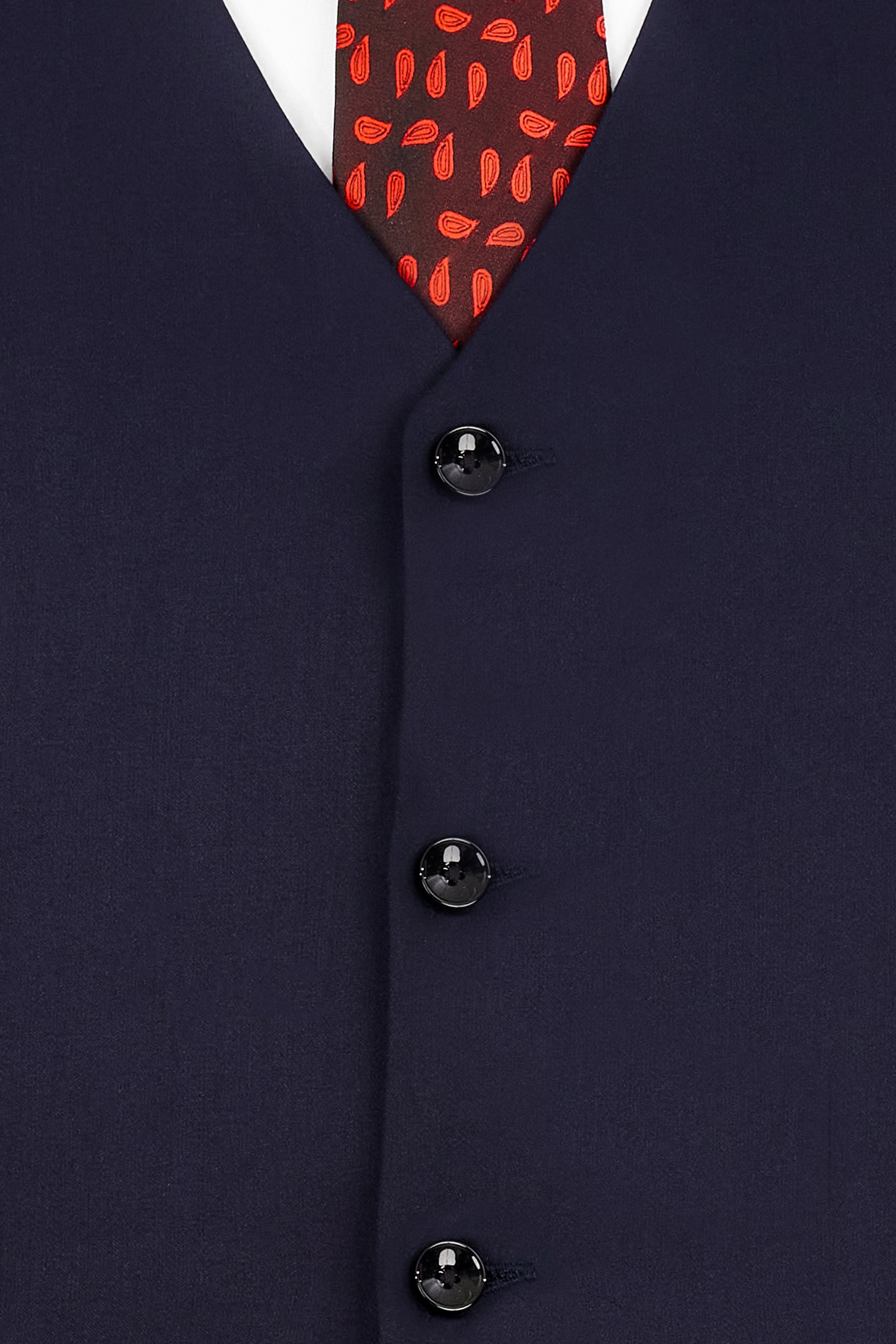 Navy Subtle Sheen Wool Blend  Waistcoat