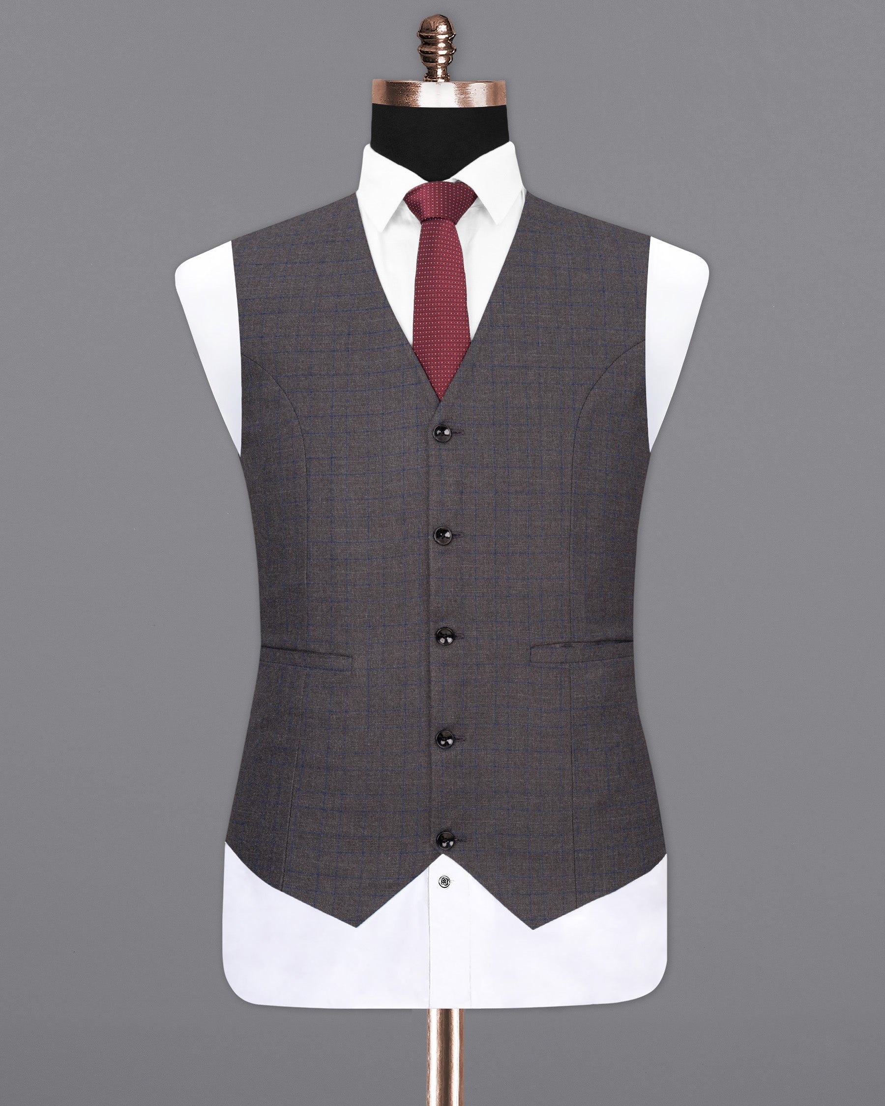 Tundora Gray And Downriver blue Plaid Waistcoat V1839-36, V1839-38, V1839-40, V1839-42, V1839-44, V1839-46, V1839-48, V1839-50, V1839-52, V1839-54, V1839-56, V1839-58, V1839-60