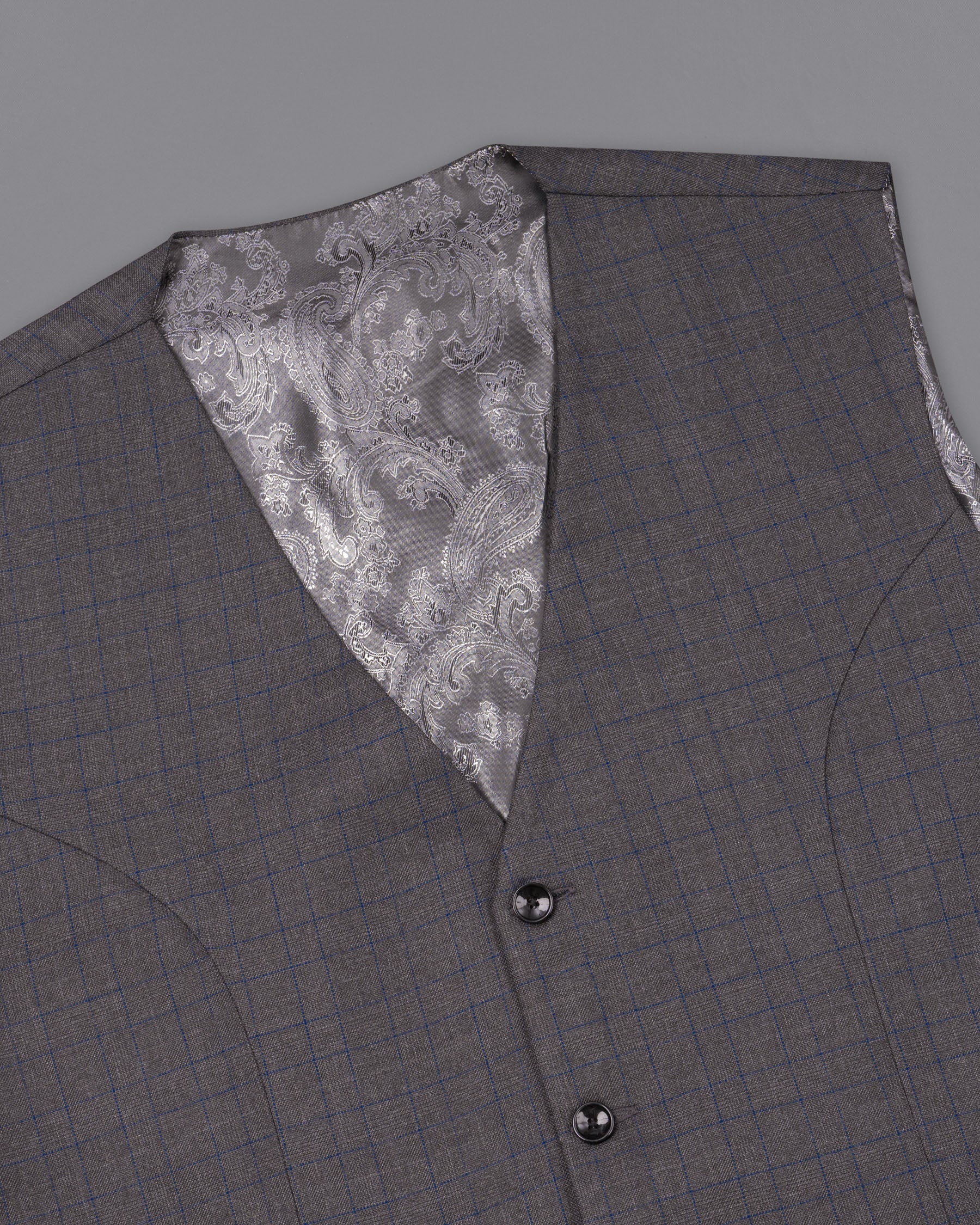 Tundora Gray And Downriver blue Plaid Waistcoat V1839-36, V1839-38, V1839-40, V1839-42, V1839-44, V1839-46, V1839-48, V1839-50, V1839-52, V1839-54, V1839-56, V1839-58, V1839-60