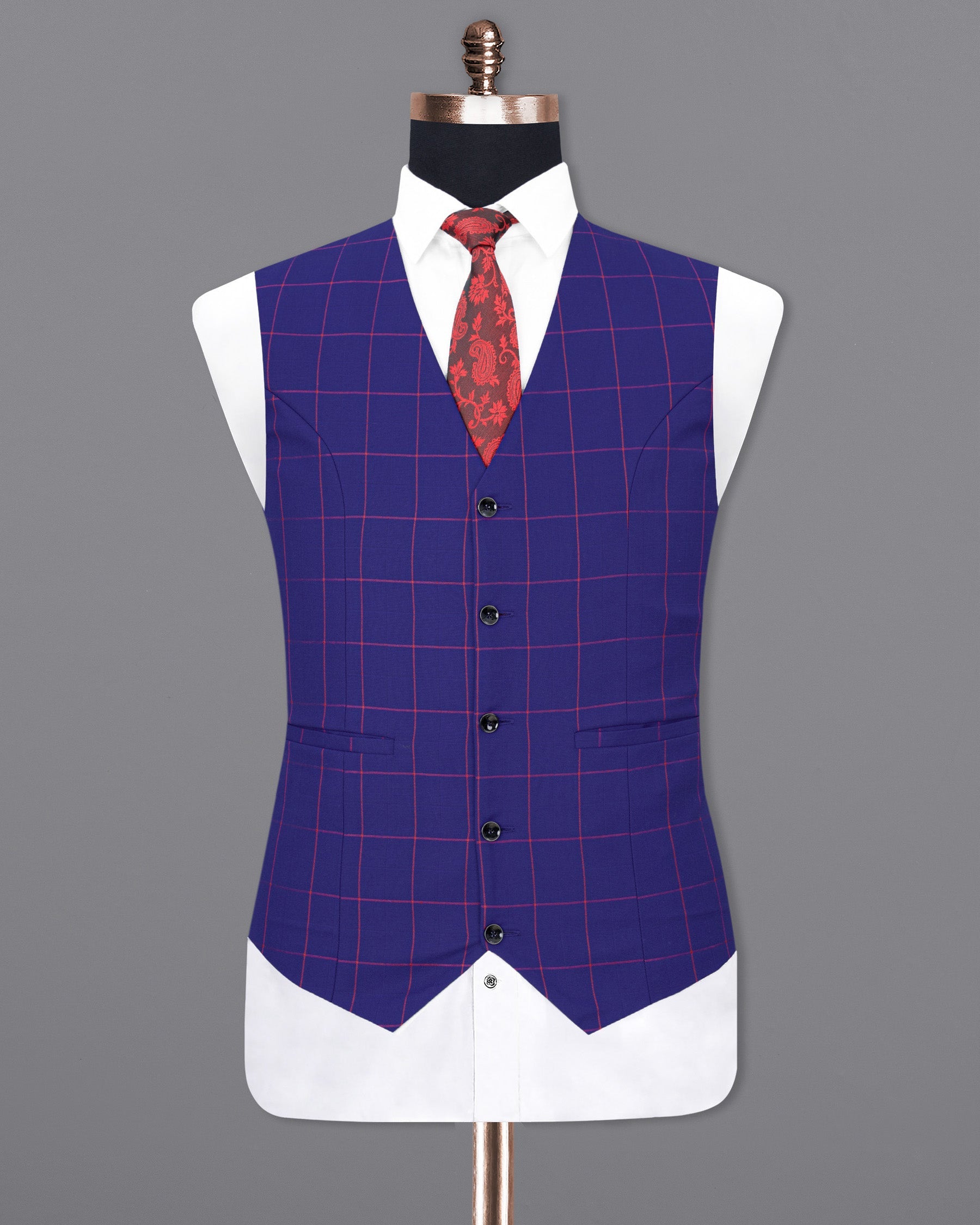 Minsk Blue Plaid Waistcoat V1841-36, V1841-38, V1841-40, V1841-42, V1841-44, V1841-46, V1841-48, V1841-50, V1841-52, V1841-54, V1841-56, V1841-58, V1841-60