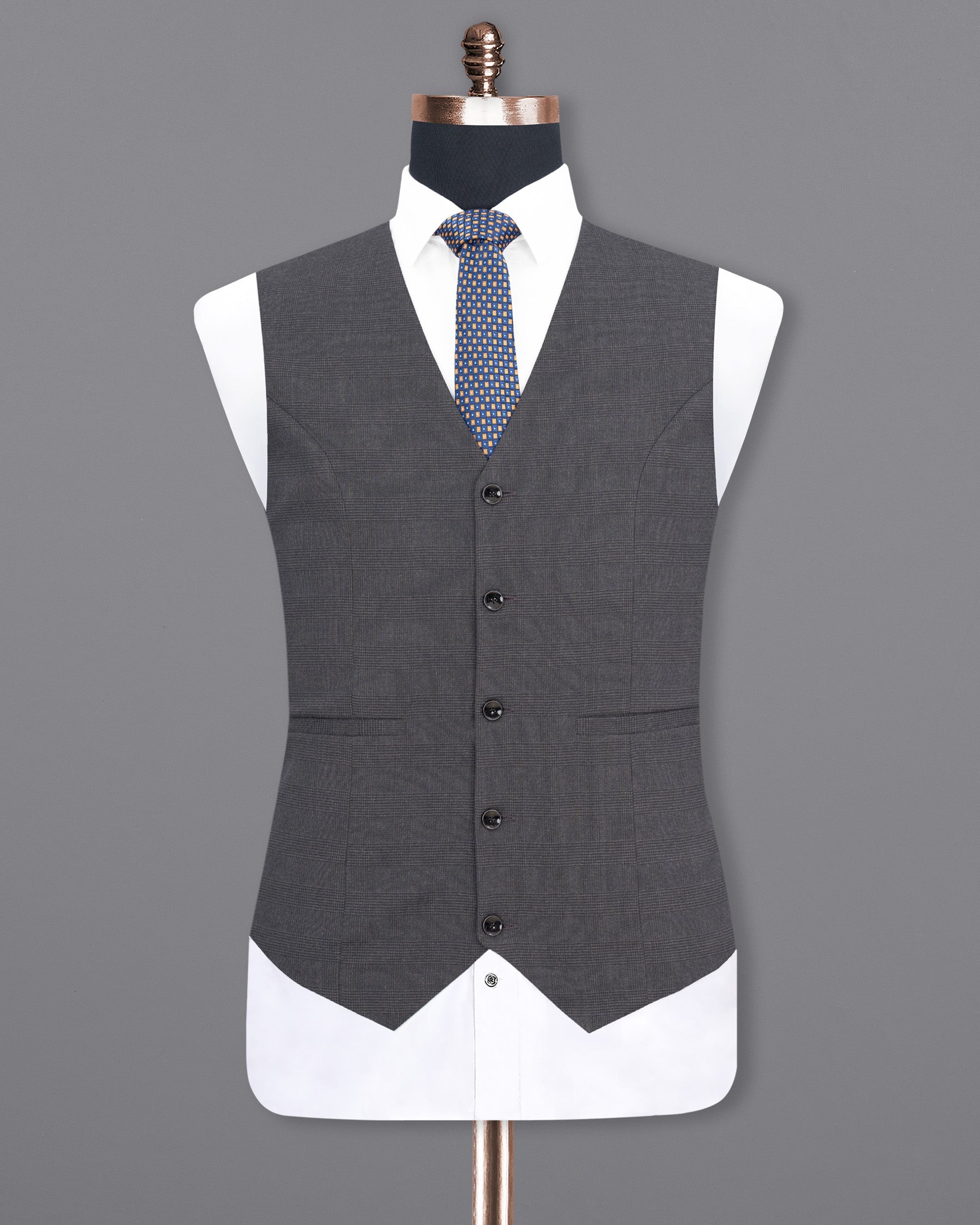 Gravel Gray Plaid Waistcoat V1849-36, V1849-38, V1849-40, V1849-42, V1849-44, V1849-46, V1849-48, V1849-50, V1849-52, V1849-54, V1849-56, V1849-58, V1849-60