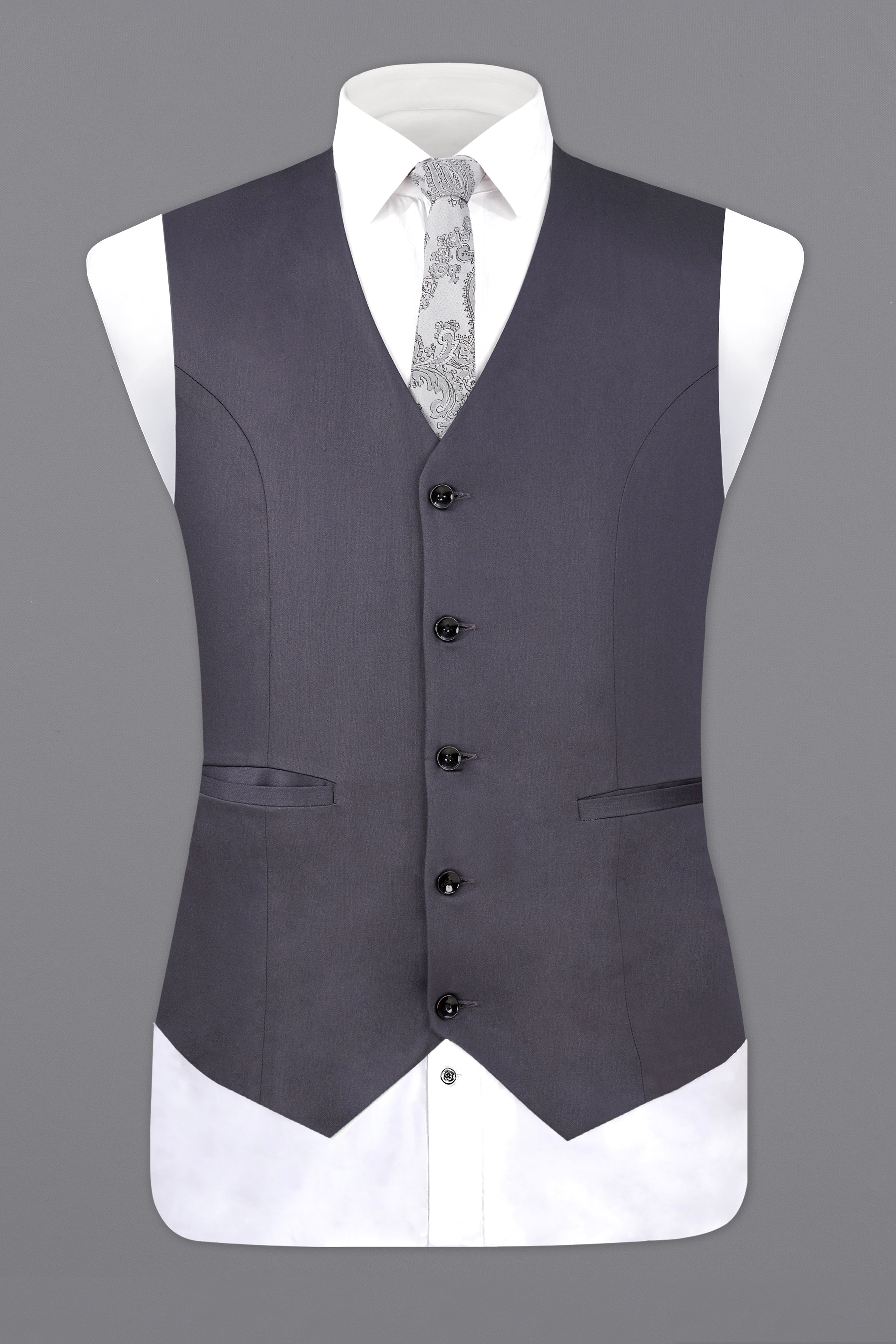 Porpoise Grey Subtle Sheen Wool Blend  Waistcoat