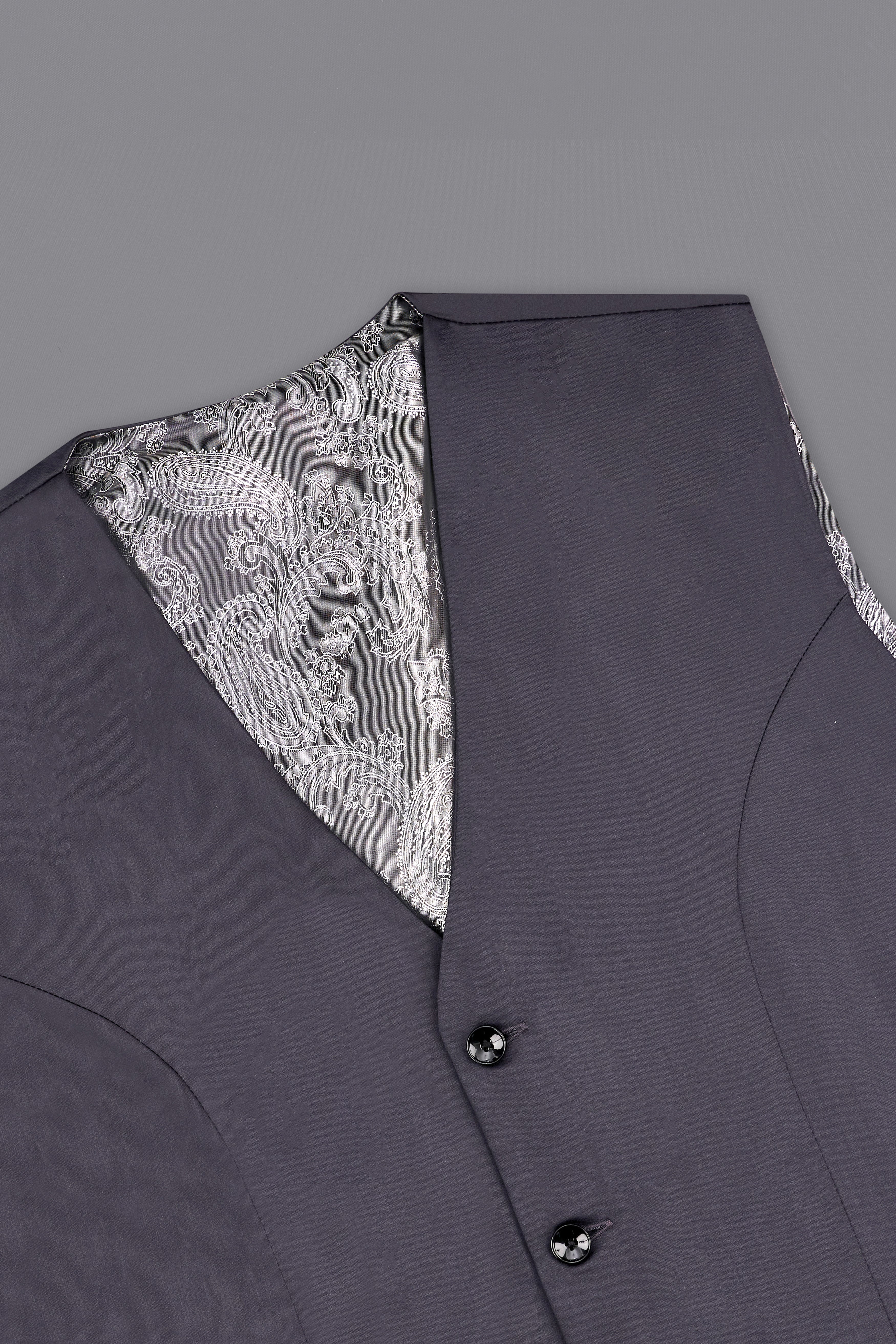 Porpoise Grey Subtle Sheen Wool Blend  Waistcoat