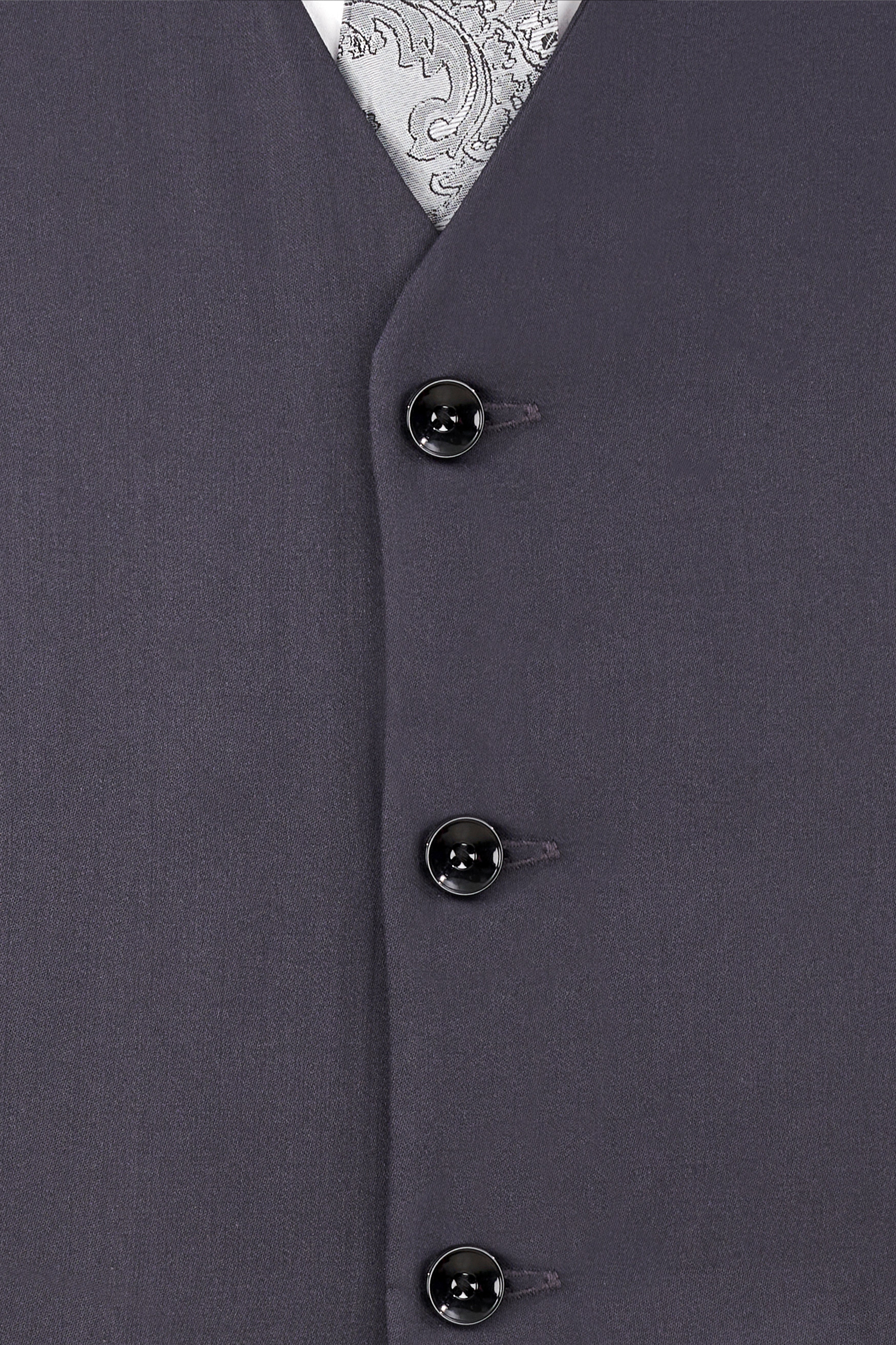 Porpoise Grey Subtle Sheen Wool Blend  Waistcoat