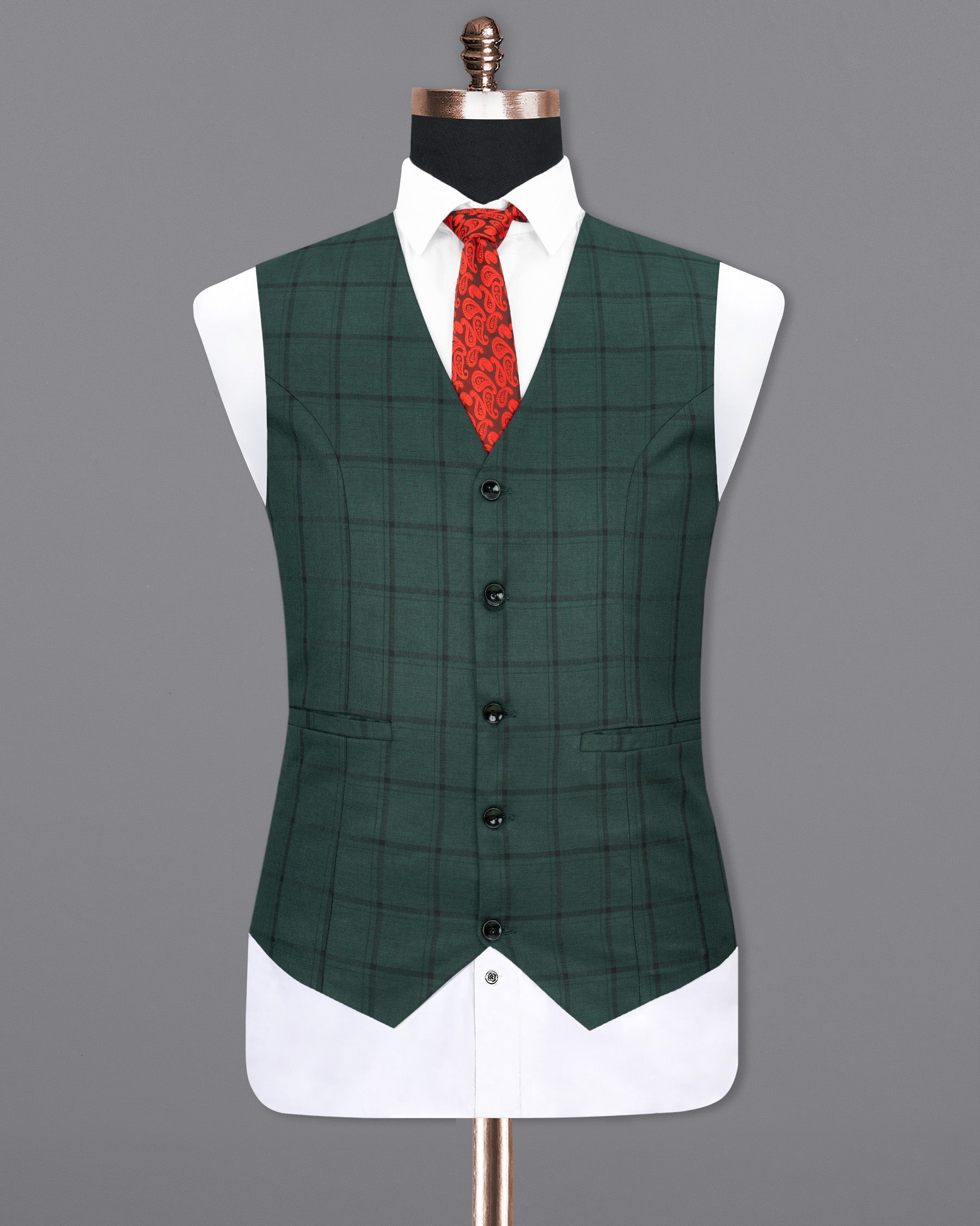 Plantation Green Windowpane Waistcoat V1858-36, V1858-38, V1858-40, V1858-42, V1858-44, V1858-46, V1858-48, V1858-50, V1858-52, V1858-54, V1858-56, V1858-58, V1858-60