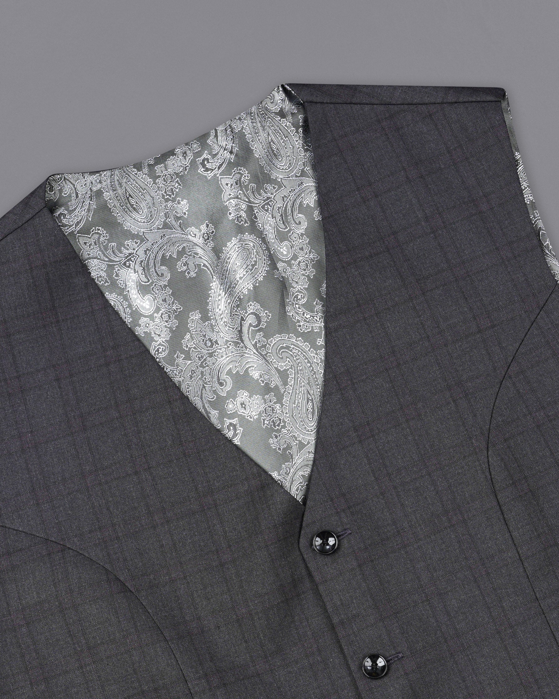 Gravel Gray Plaid  Waistcoat V1887-36, V1887-38, V1887-40, V1887-42, V1887-44, V1887-46, V1887-48, V1887-50, V1887-52, V1887-54, V1887-56, V1887-58, V1887-60