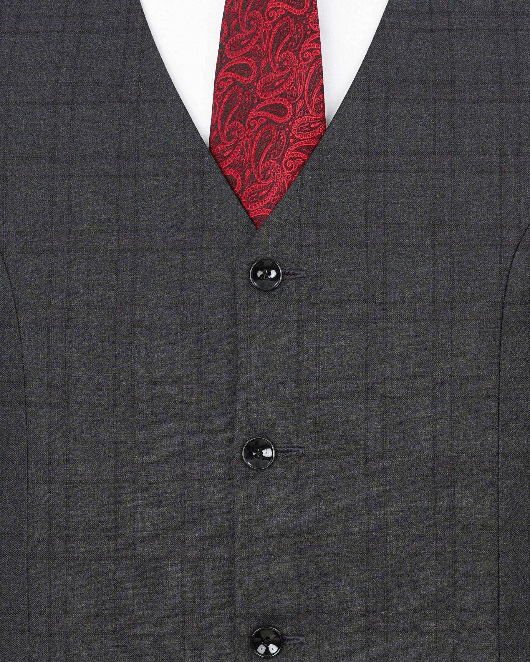 Gravel Gray Plaid  Waistcoat V1887-36, V1887-38, V1887-40, V1887-42, V1887-44, V1887-46, V1887-48, V1887-50, V1887-52, V1887-54, V1887-56, V1887-58, V1887-60