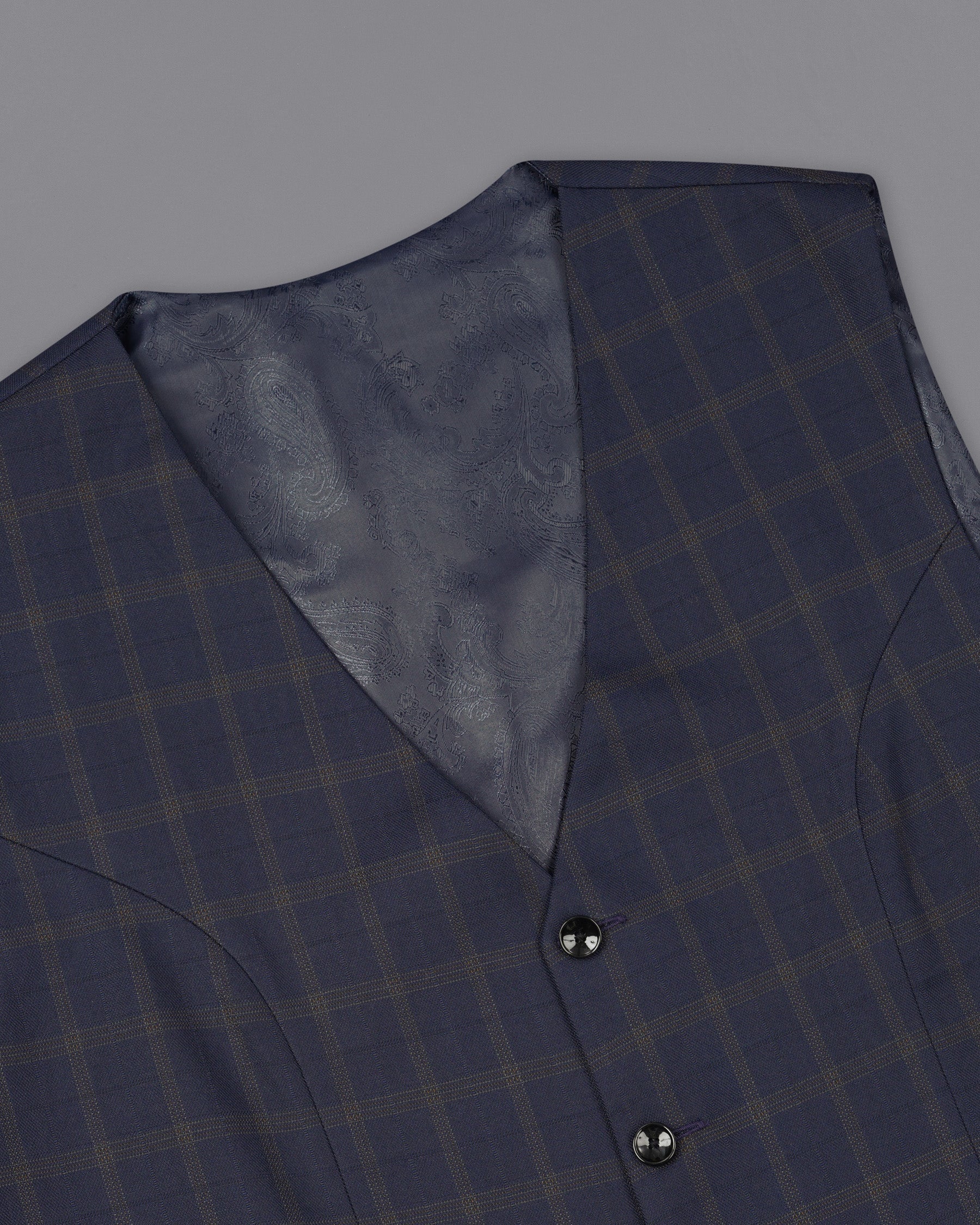 Gunmetal Blue Plaid Waistcoat V1892-36, V1892-38, V1892-40, V1892-42, V1892-44, V1892-46, V1892-48, V1892-50, V1892-52, V1892-54, V1892-56, V1892-58, V1892-60