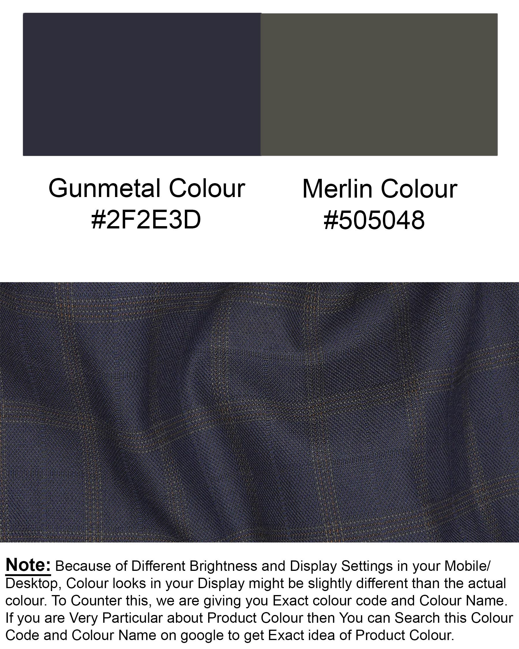 Gunmetal Blue Plaid Waistcoat V1892-36, V1892-38, V1892-40, V1892-42, V1892-44, V1892-46, V1892-48, V1892-50, V1892-52, V1892-54, V1892-56, V1892-58, V1892-60