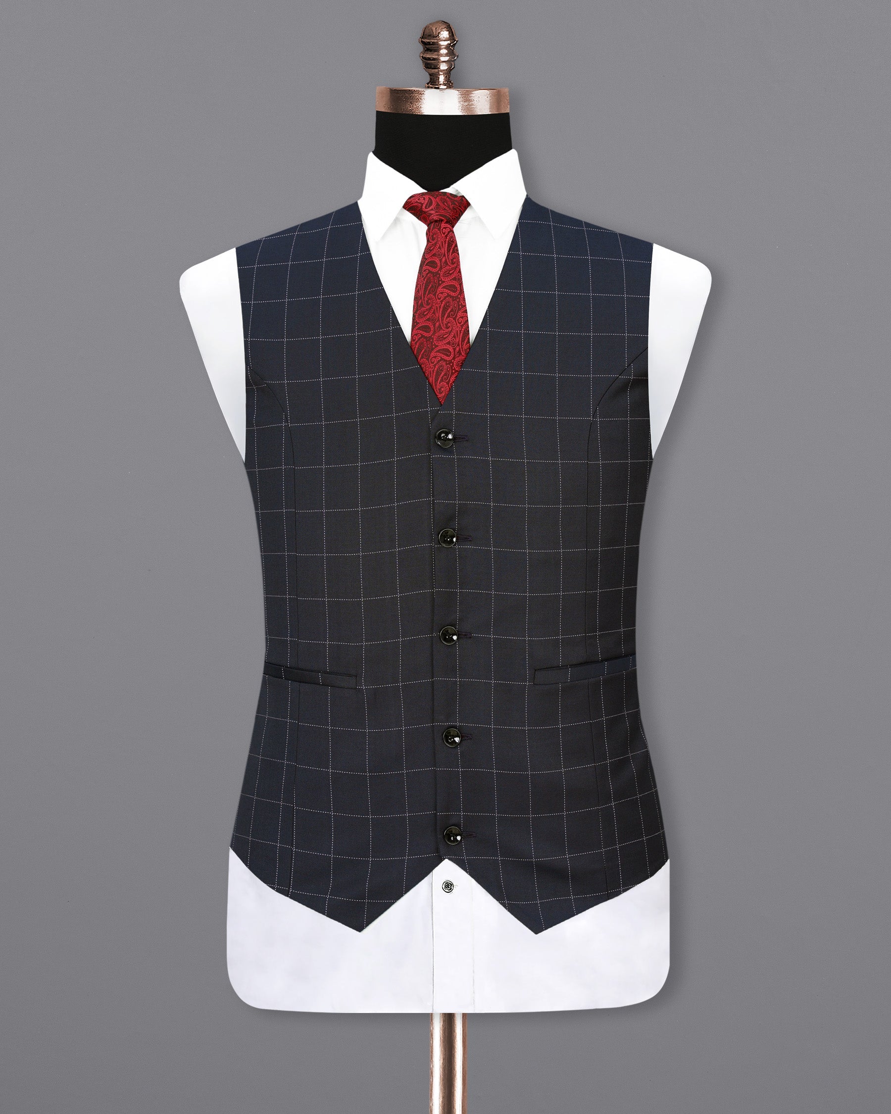 Thunder Blue Solid Waistcoat V1896-36, V1896-38, V1896-40, V1896-42, V1896-44, V1896-46, V1896-48, V1896-50, V1896-52, V1896-54, V1896-56, V1896-58, V1896-60