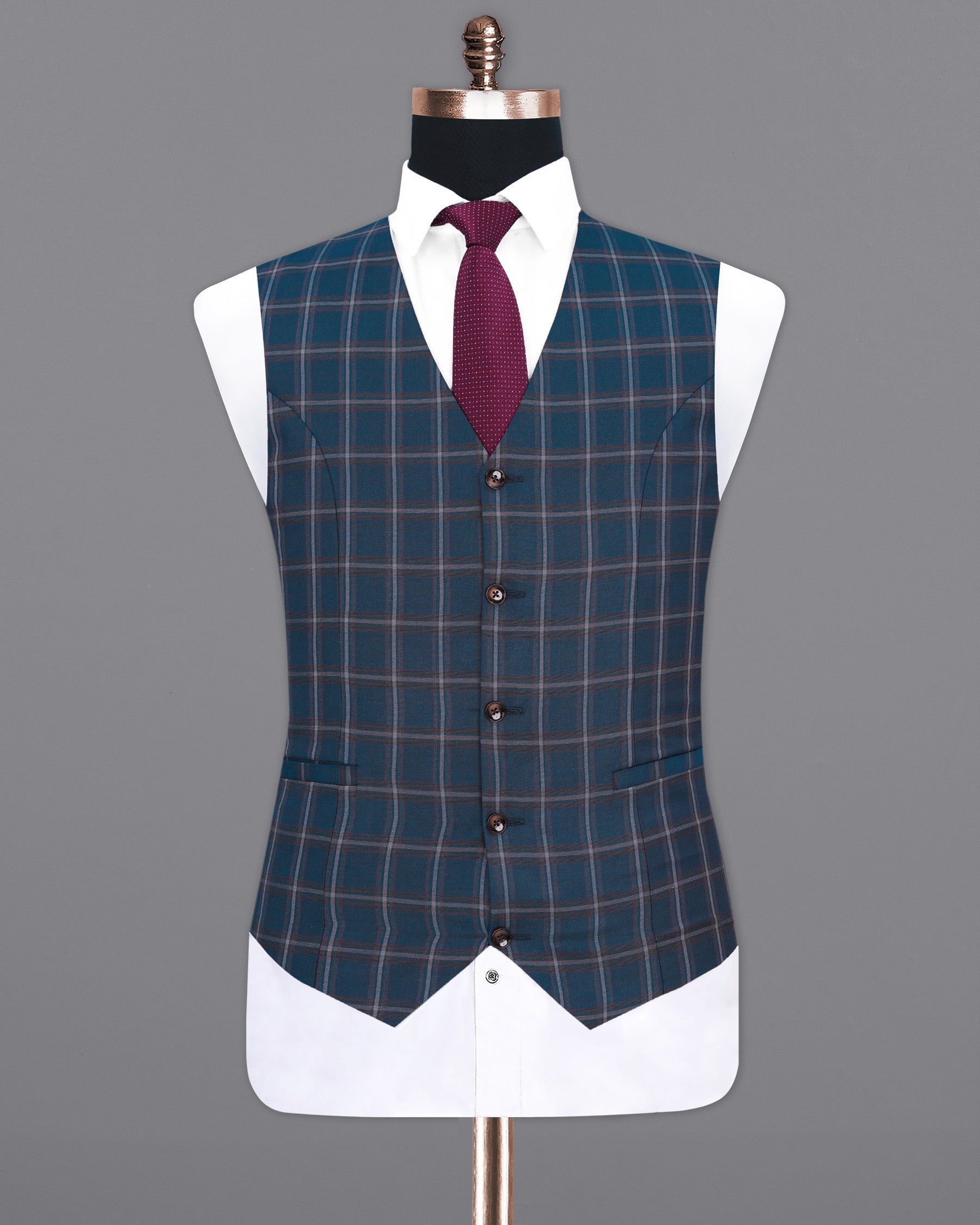 Zodiac Blue Plaid Waistcoat V1912-36, V1912-38, V1912-40, V1912-42, V1912-44, V1912-46, V1912-48, V1912-50, V1912-52, V1912-54, V1912-56, V1912-58, V1912-60