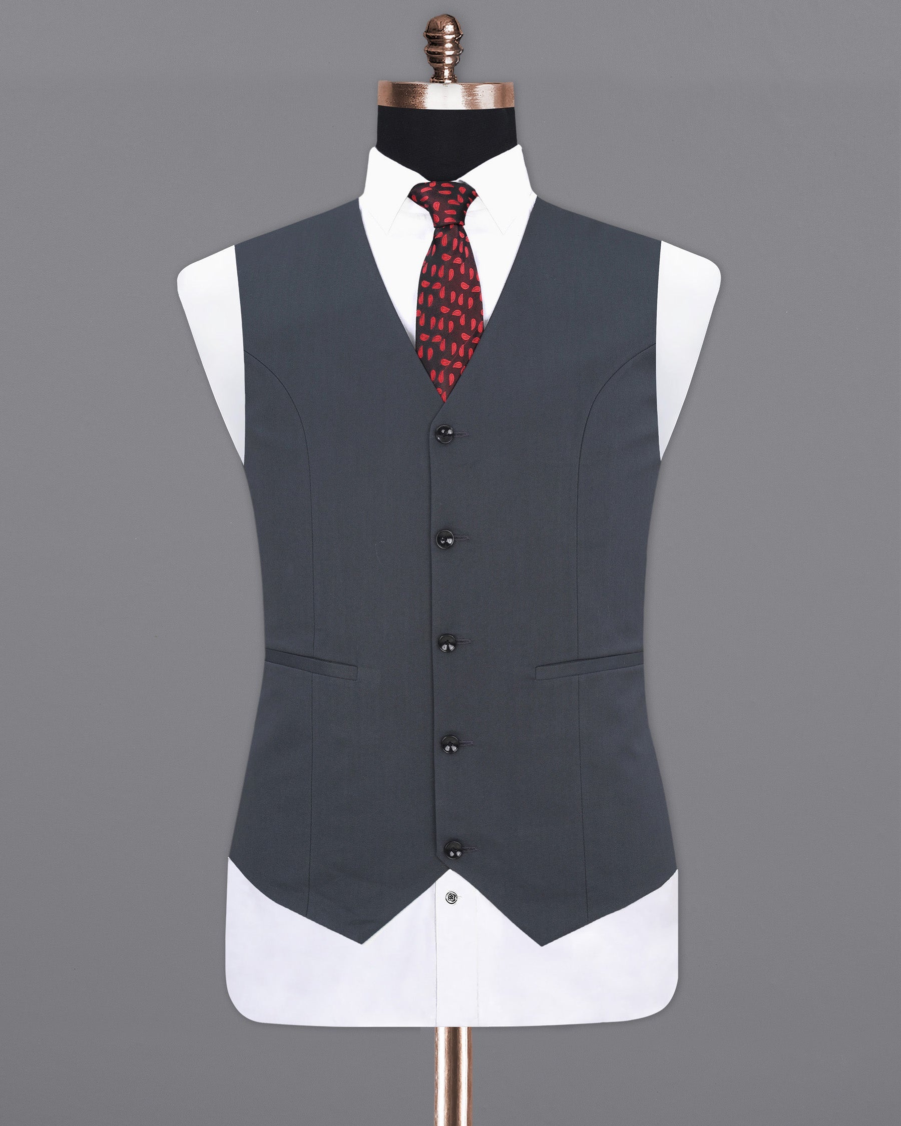 Iridium Grey Solid Waistcoat V1913-36, V1913-38, V1913-40, V1913-42, V1913-44, V1913-46, V1913-48, V1913-50, V1913-52, V1913-54, V1913-56, V1913-58, V1913-60