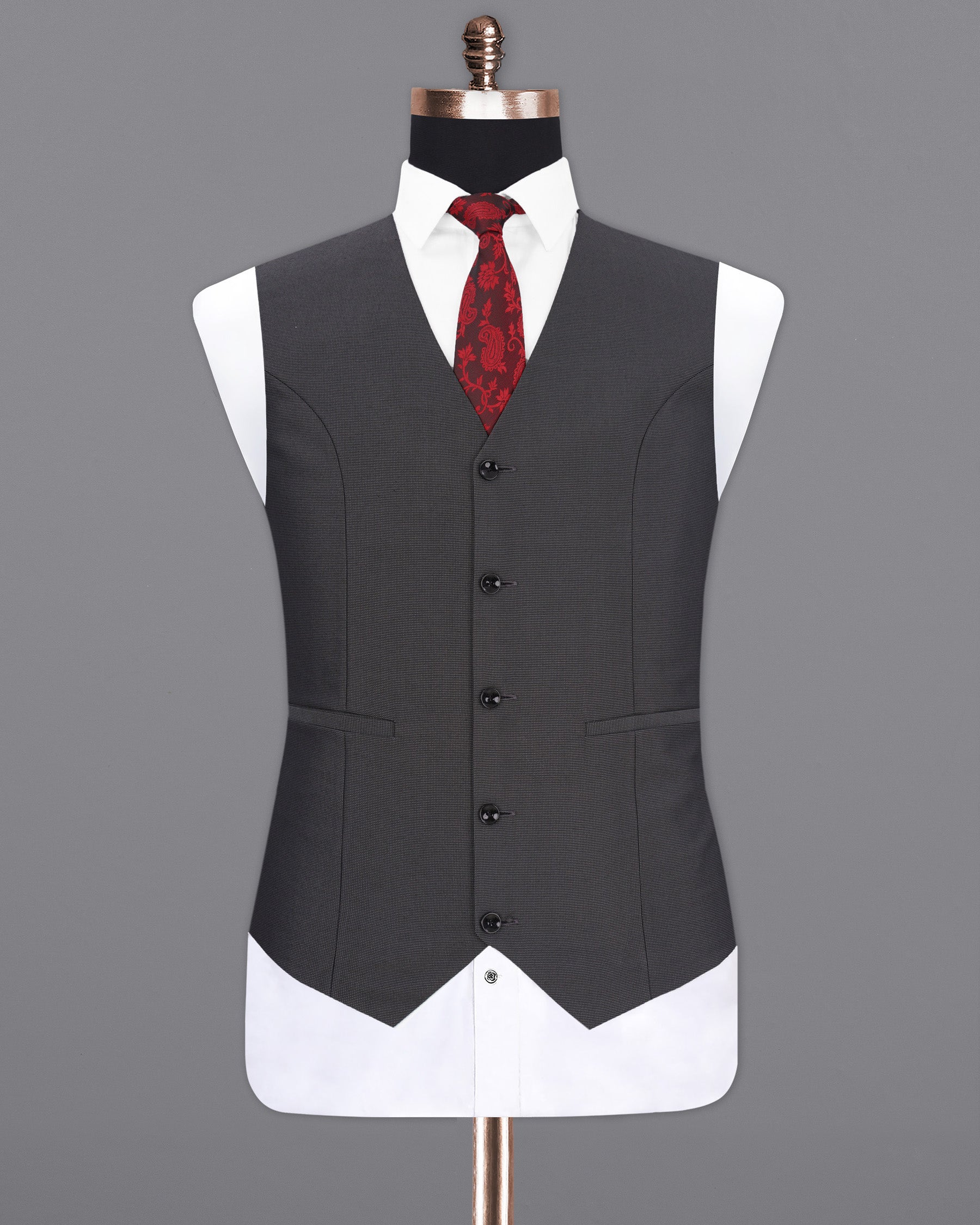 Vampire Gray Textured Waistcoat V1933-36, V1933-38, V1933-40, V1933-42, V1933-44, V1933-46, V1933-48, V1933-50, V1933-52, V1933-54, V1933-56, V1933-58, V1933-60