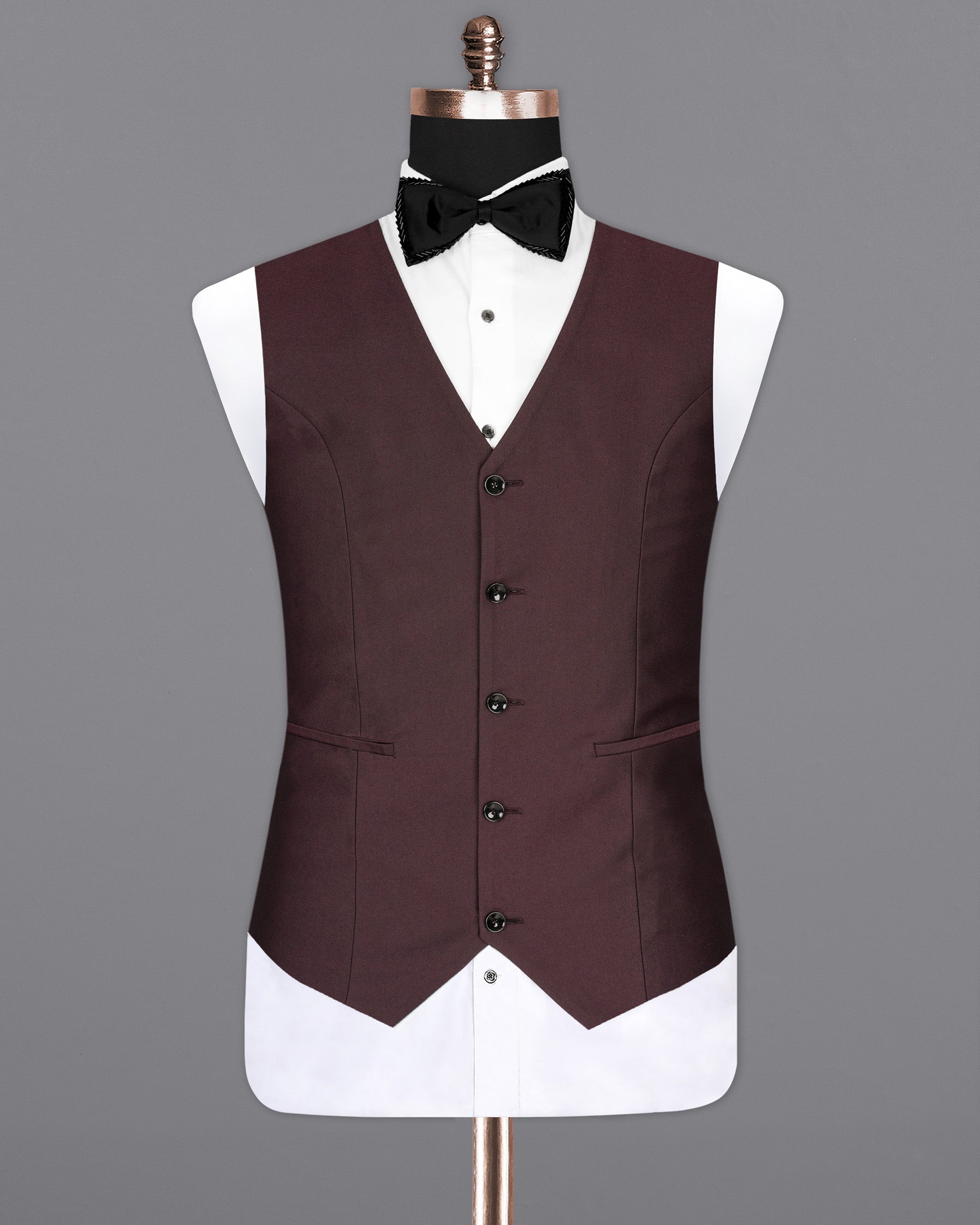 Bistre Wine Solid Waistcoat V1937-36, V1937-38, V1937-40, V1937-42, V1937-44, V1937-46, V1937-48, V1937-50, V1937-52, V1937-54, V1937-56, V1937-58, V1937-60