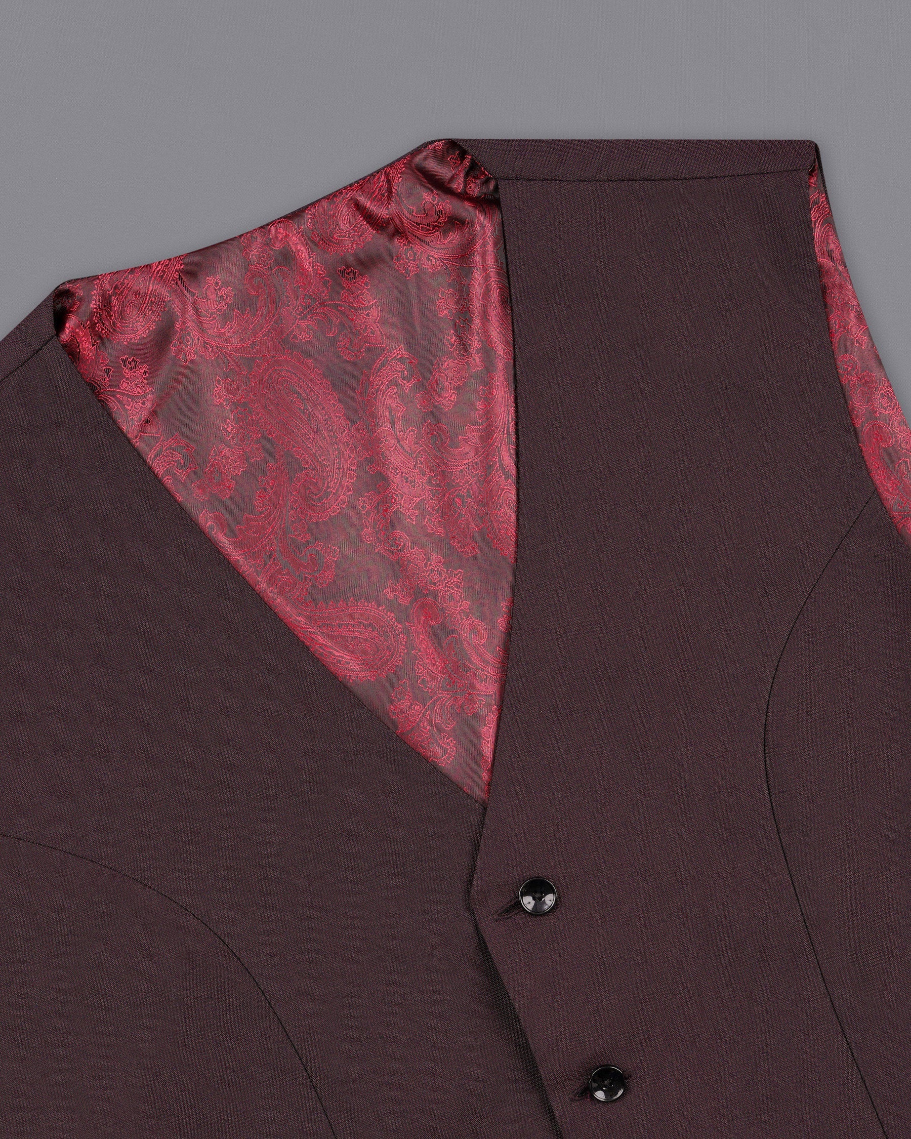 Bistre Wine Solid Waistcoat V1937-36, V1937-38, V1937-40, V1937-42, V1937-44, V1937-46, V1937-48, V1937-50, V1937-52, V1937-54, V1937-56, V1937-58, V1937-60