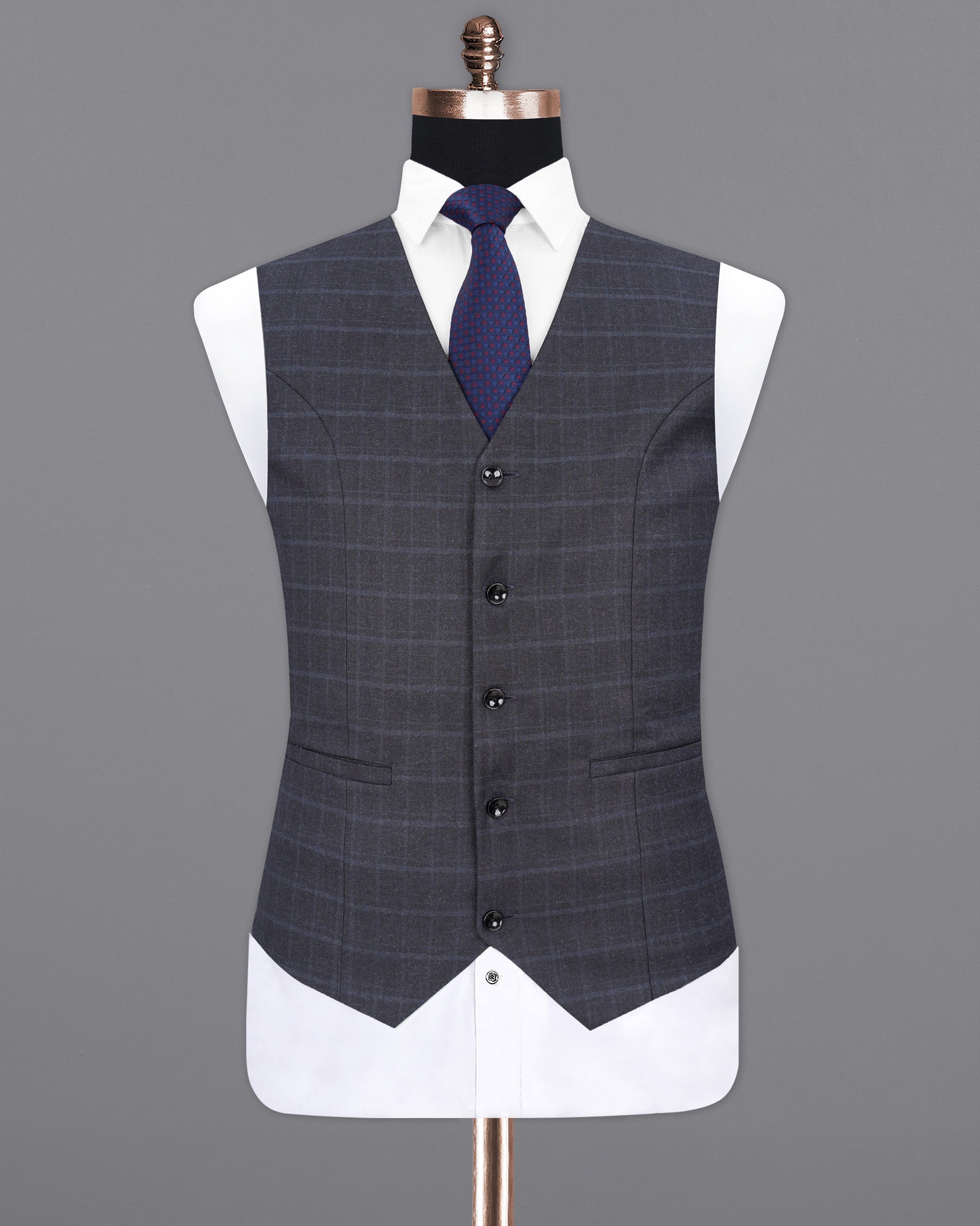 Thunder Gray Plaid Waistcoat V1942-36, V1942-38, V1942-40, V1942-42, V1942-44, V1942-46, V1942-48, V1942-50, V1942-52, V1942-54, V1942-56, V1942-58, V1942-60