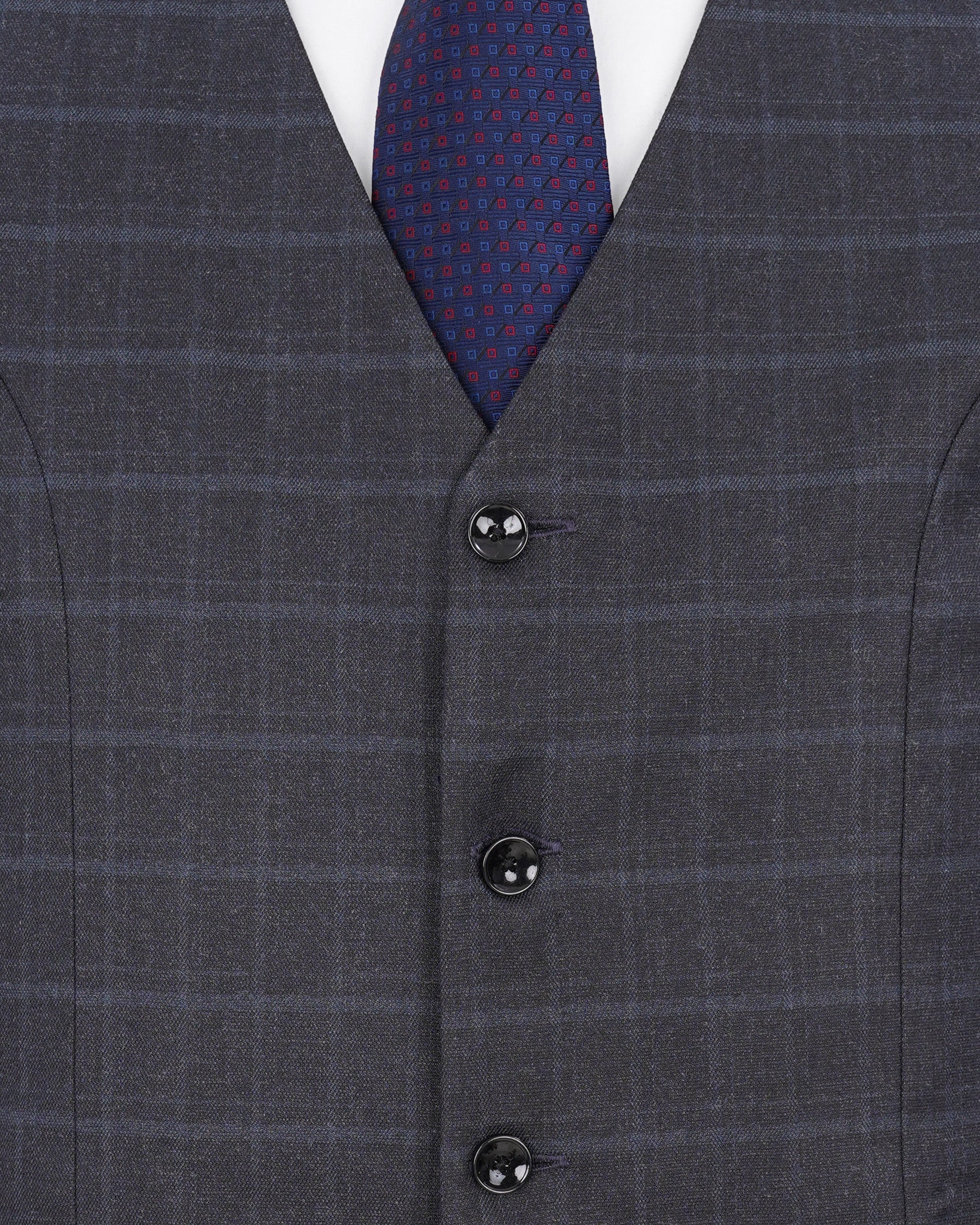 Thunder Gray Plaid Waistcoat V1942-36, V1942-38, V1942-40, V1942-42, V1942-44, V1942-46, V1942-48, V1942-50, V1942-52, V1942-54, V1942-56, V1942-58, V1942-60