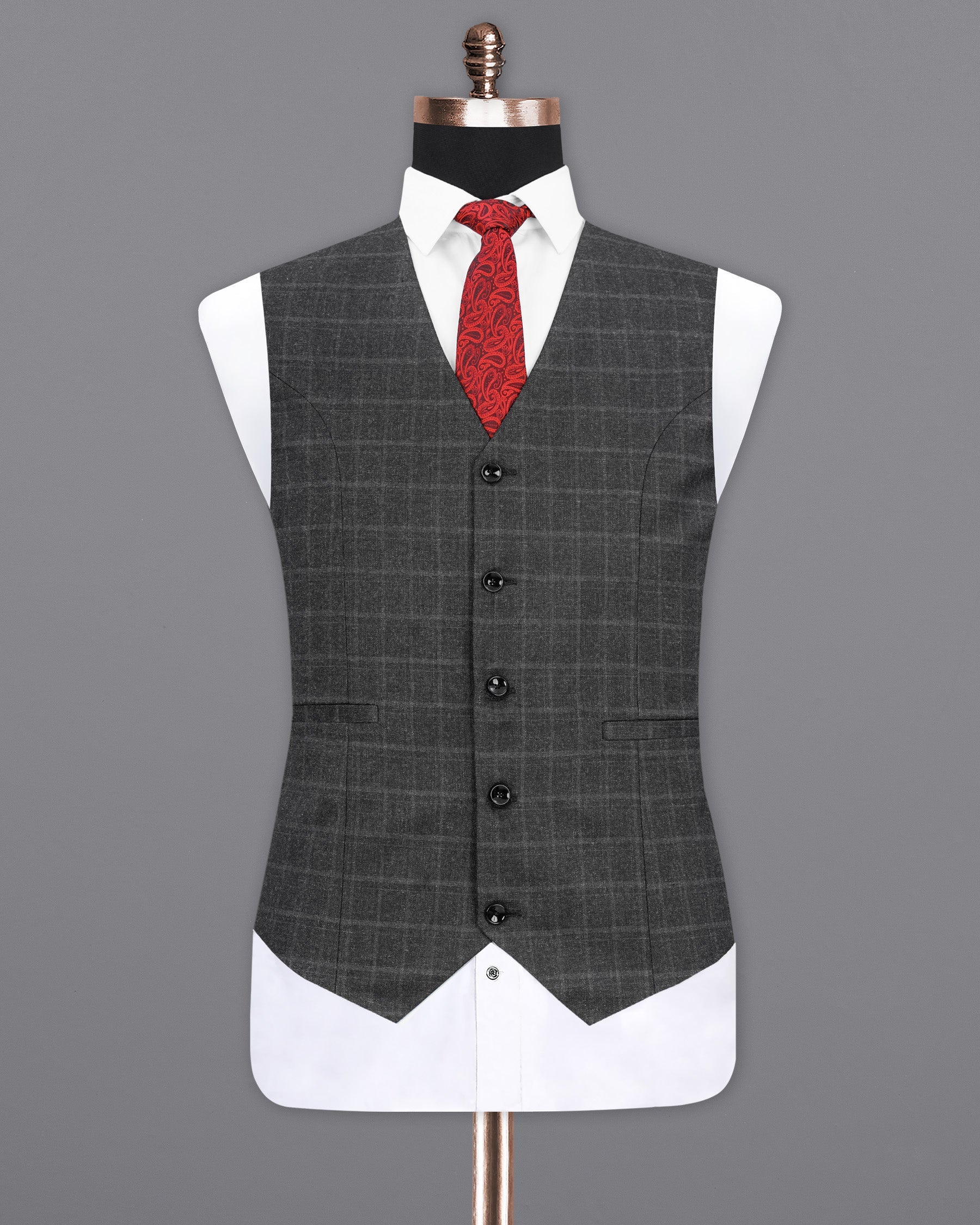 Dune Gray Plaid Waistcoat V1949-36, V1949-38, V1949-40, V1949-42, V1949-44, V1949-46, V1949-48, V1949-50, V1949-52, V1949-54, V1949-56, V1949-58, V1949-60