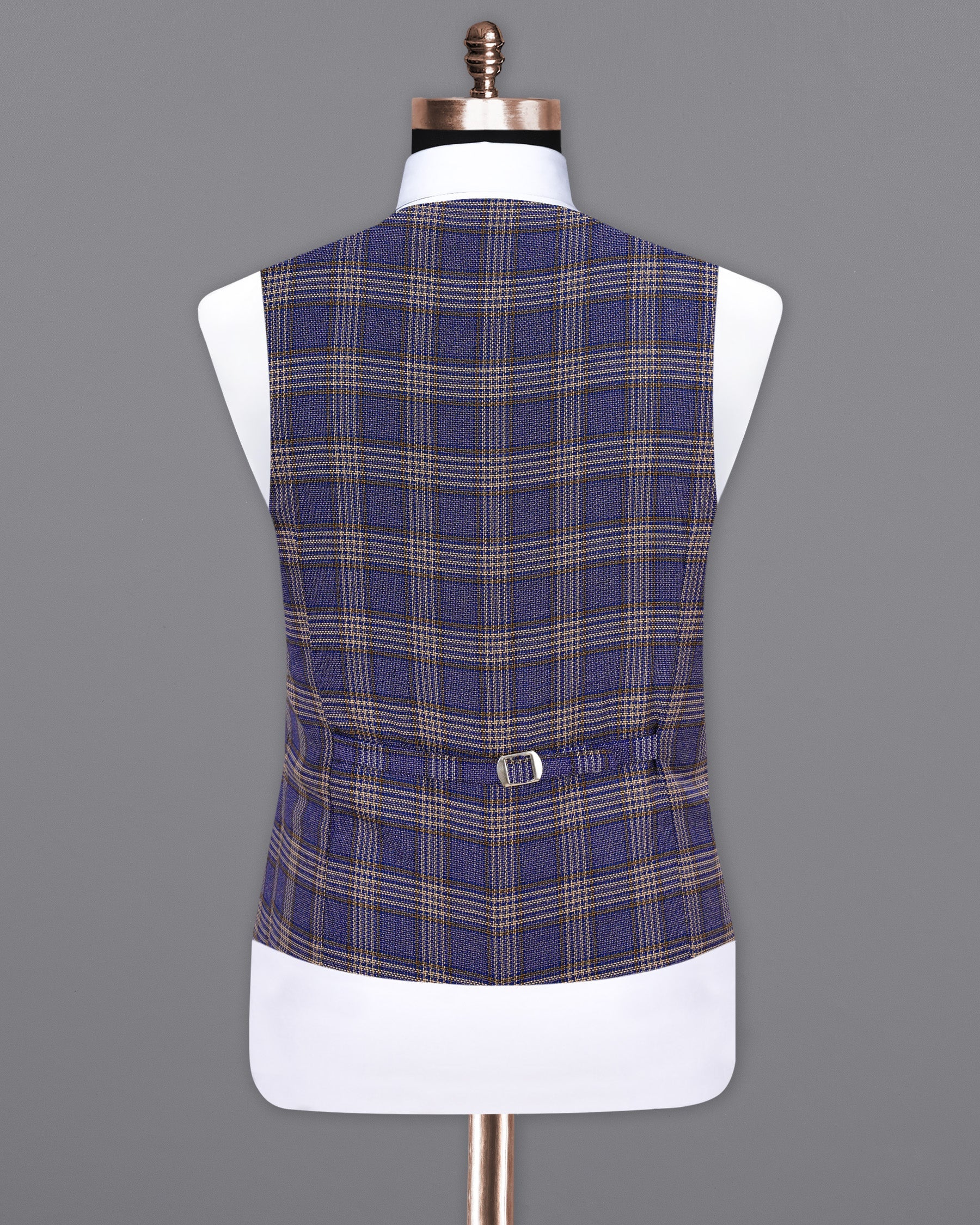 Meteorite Navy Blue with Tide Brown Plaid Waistcoat V1969-36, V1969-38, V1969-40, V1969-42, V1969-44, V1969-46, V1969-48, V1969-50, V1969-52, V1969-54, V1969-56, V1969-58, V1969-60