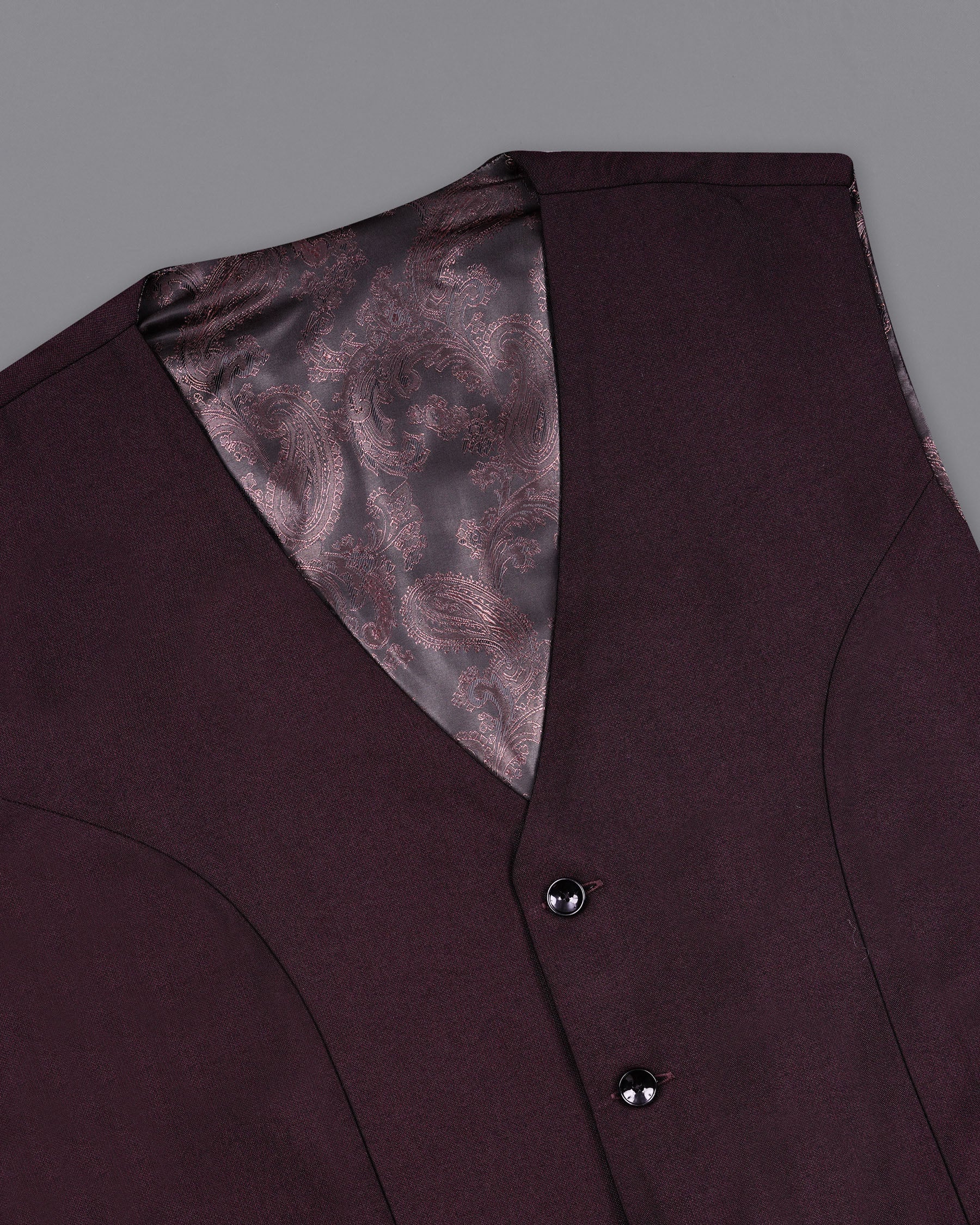 Havana Wine With  Black Lapel Textured Waistcoat V1975-36, V1975-38, V1975-40, V1975-42, V1975-44, V1975-46, V1975-48, V1975-50, V1975-52, V1975-54, V1975-56, V1975-58, V1975-60