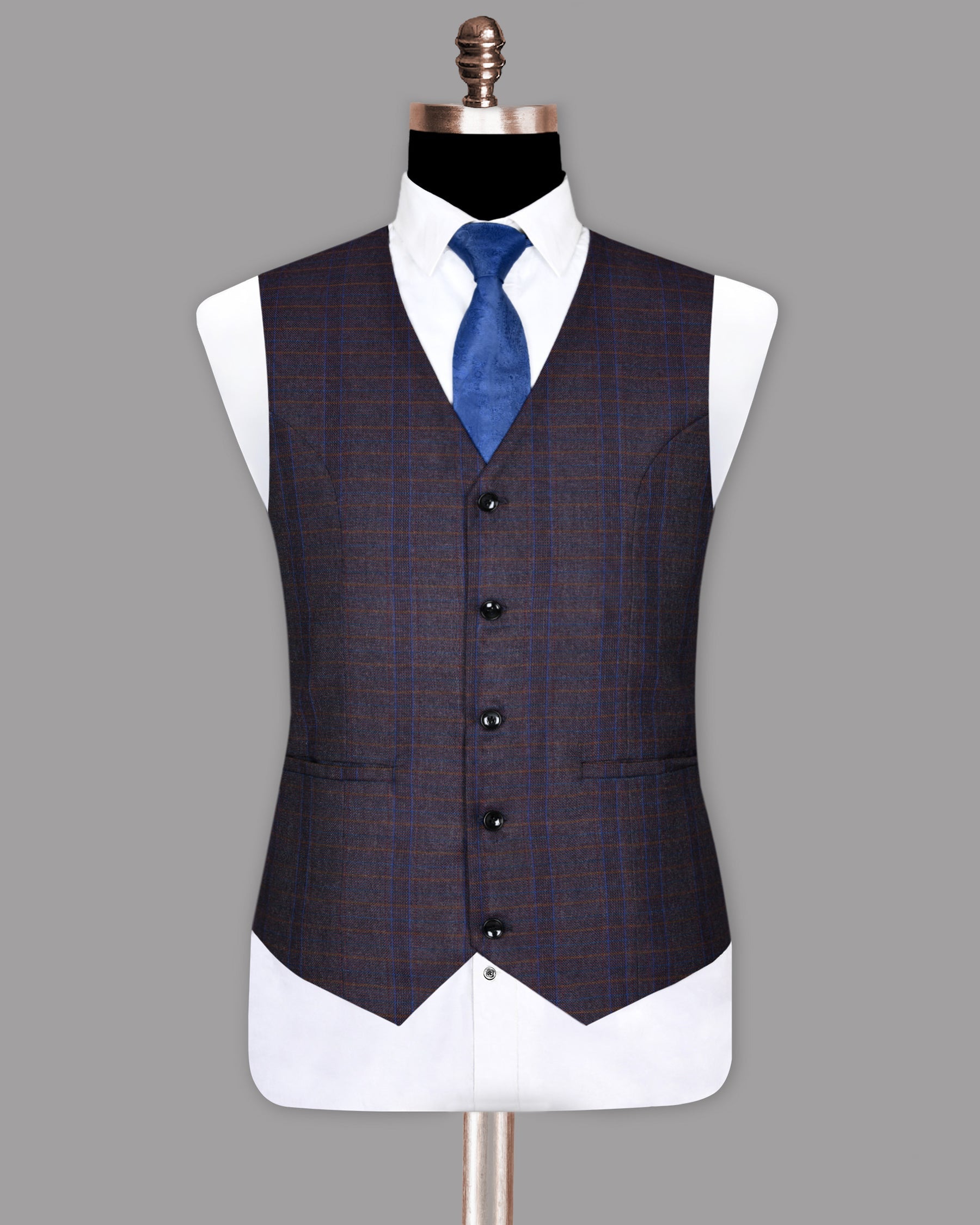 Rosewood Plaid Wool Blend Tweed Waistcoat V198-58, V198-60, V198-36, V198-38, V198-40, V198-42, V198-44, V198-46, V198-48, V198-50, V198-52, V198-54, V198-56